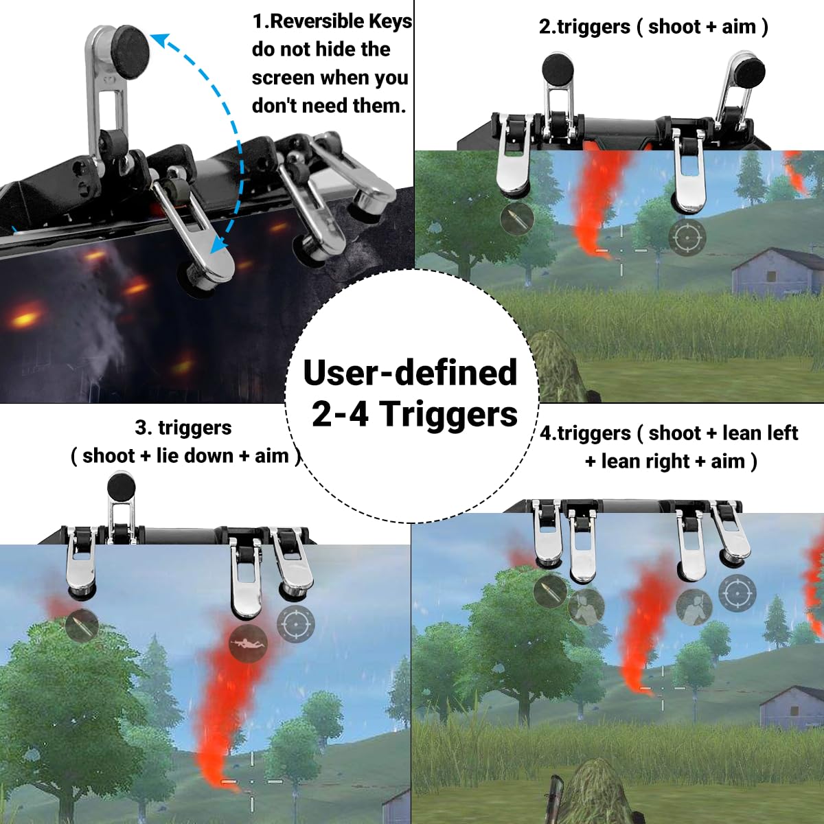 Ozkak Mobile Controller Smartphone Gamepad semplificato Portatile 4 Trigger L1R1 L2R2 Universel per PUBG COD Android iOS iPhone Samsung cellulare con larghezza da 7 a 9,5 cm