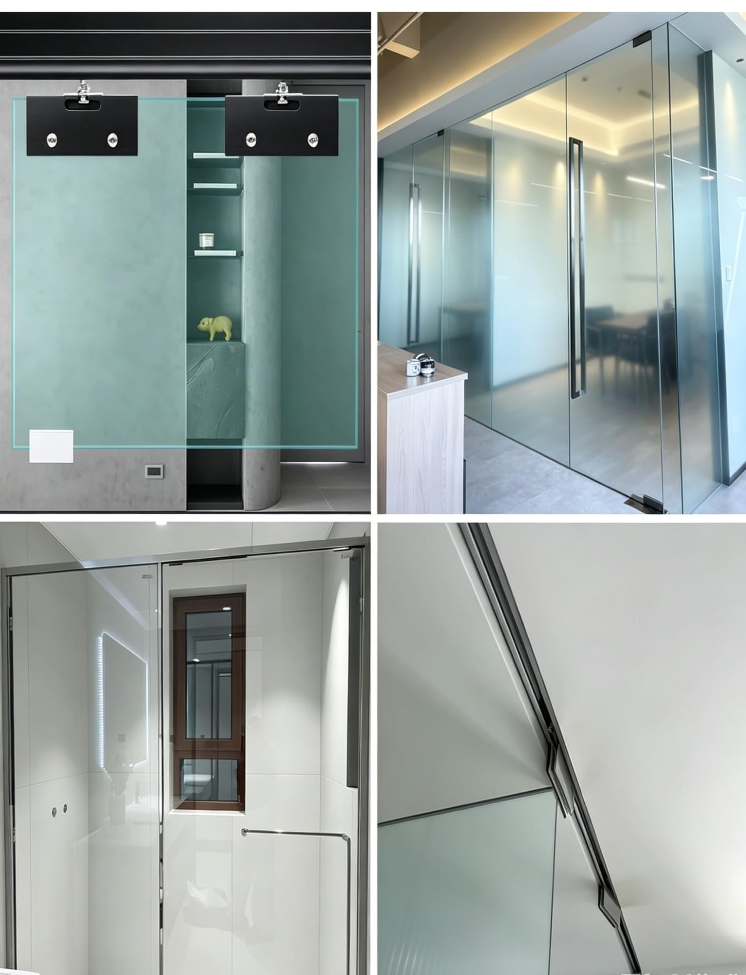 Kit riel puerta corrediza de vidrio sin marco para techo | Kit riel puerta corrediza de metal para baño, balcón, patio y armario(7.55ft(230cm))