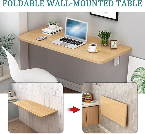 Miniatura 3 de Escritorio flotante plegable para ahorrar espacio, mesa montada en la pared para comedor, estudio, cocina o balcón banco de trabajo esquinero