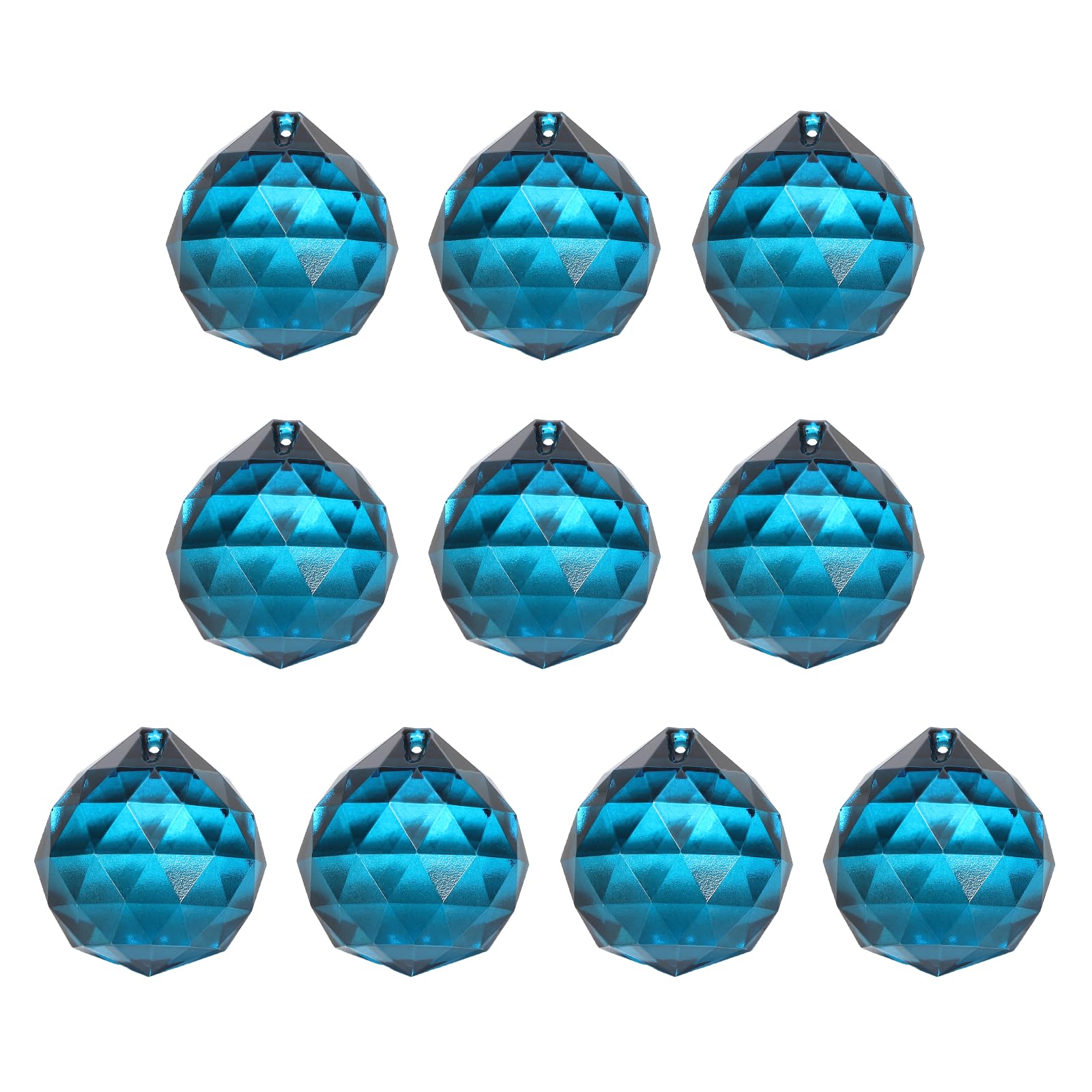 YELARXI Crystal Ball Prisms, Sun Catcher Hanging Prism Sun Catcher Pendant 18mm / 0.71Inch & 10 Pack & Peacock Blue-Fitting for (Outdoor/Indoor/Windows/DIY Decor/Feng Shui/Chandelier)