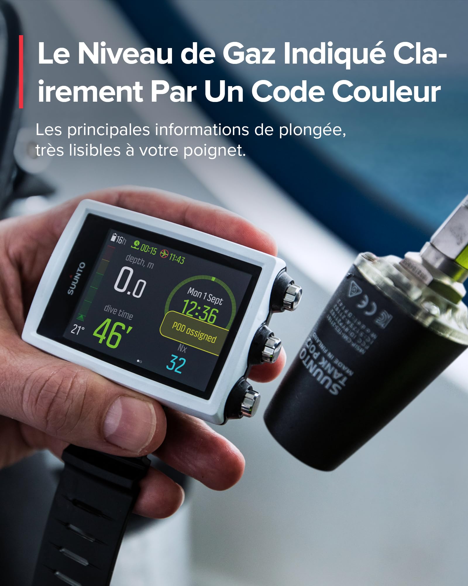 SUUNTO Dive Tank Pod, Émetteur de Pression d'Air Sans Fil pour SUUNTO D5, EON Steel, EON Steel Black et EON Core, Les Principales Informations de Plongée, Très Lisibles à Votre Poignet