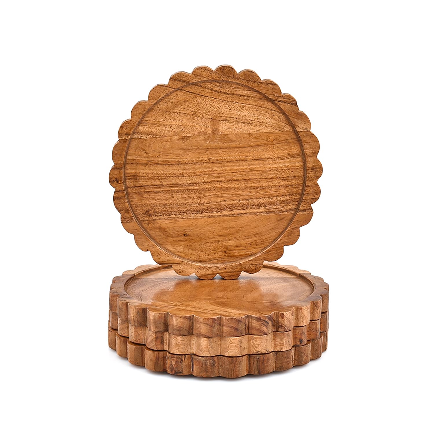 Assiettes en bois d'acacia vaisselle en bois ronde pour petites portions