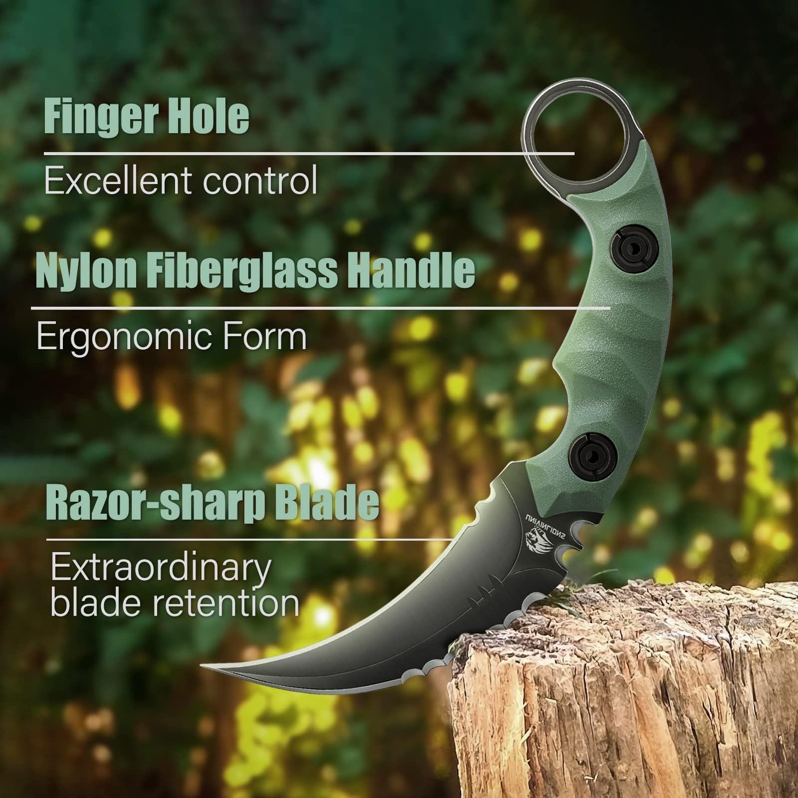 Survival Messer - Feststehende Klinge Bushcraft Messer Mit FRN G10 Griff Full Tang - Outdoor Messer Mit Kydexscheide - Scharfes D2 Stahl Camping Geschenk für Männer