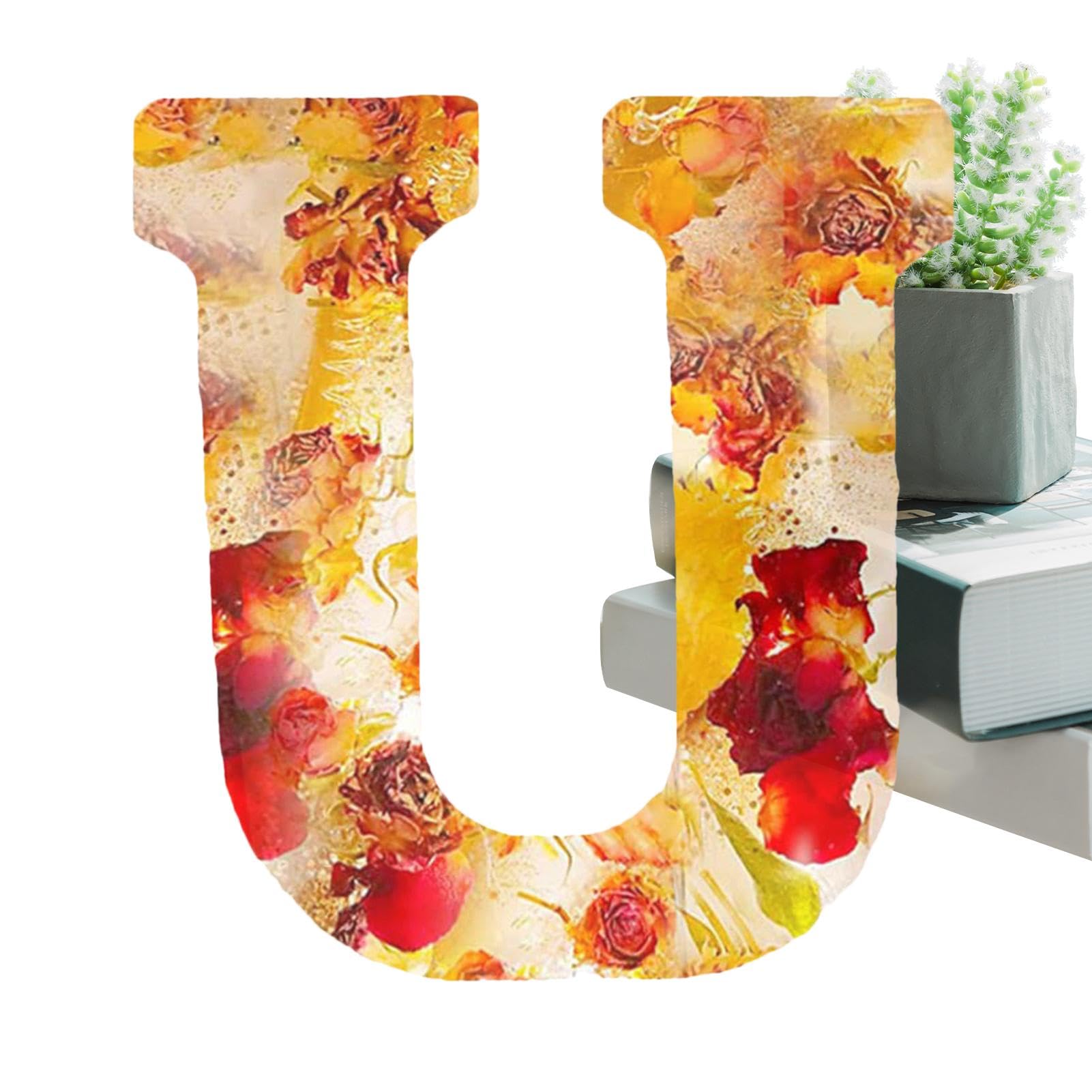 Floral Resin Night Light Letter, Floral Resin Night Light, Pressed Flower Resin Letters with LED Light, Initial Letter Floralnight Light Resin Lamp, Night Lamp for Mother Wife Birthday Present