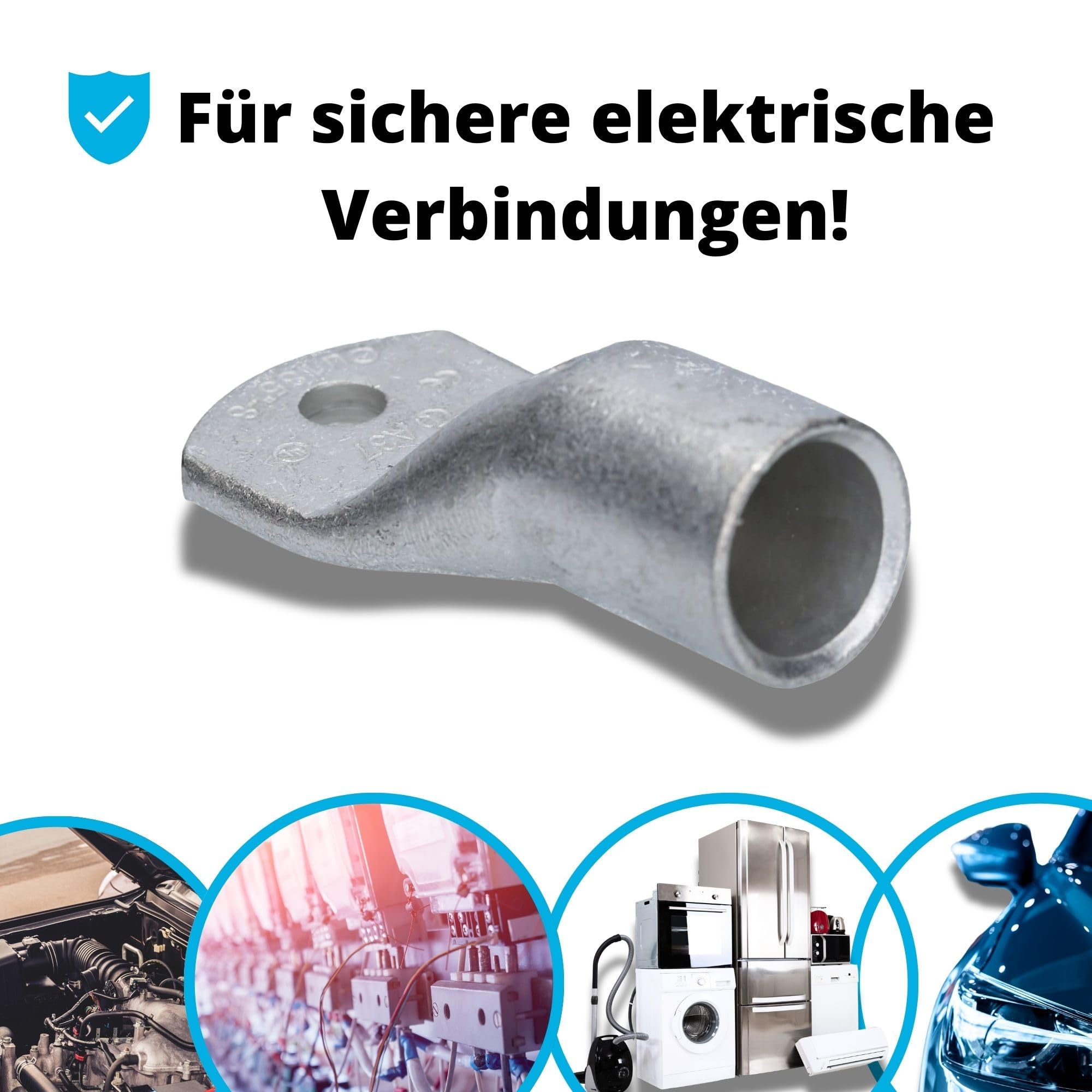 10 Stück Cembre A37-M8 Rohrkabelschuh 185mm² M8 unisoliert aus Kupfer verzinnt