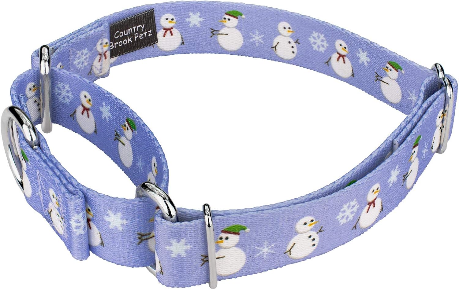 Country Brook Petz - Snowman Martingale Dog Collar and Leash - Christmas Collection Featuring Festive Designs (1 Inch, Medium)