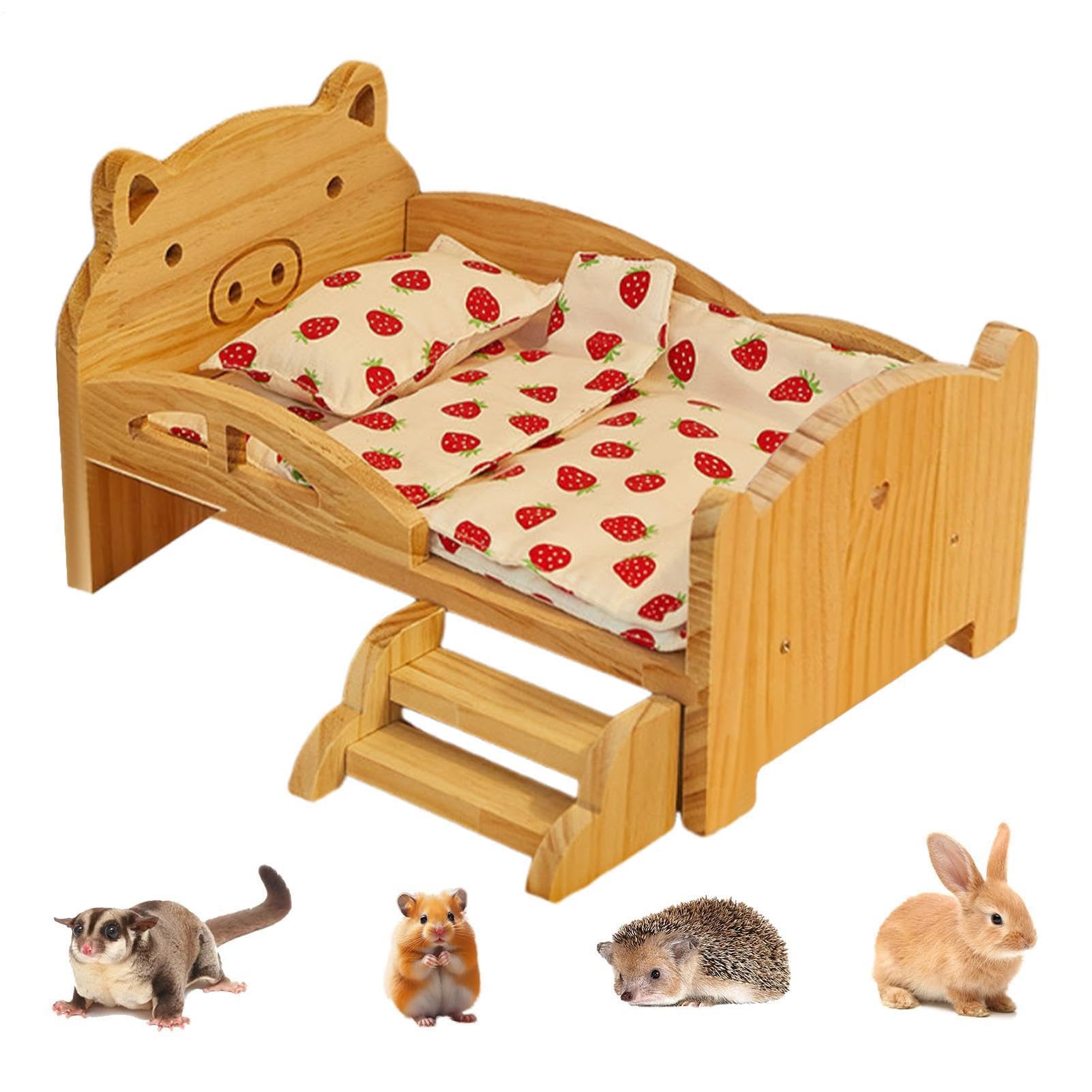 Cama de Hámster Mobiliario De Descanso De Madera Destinado A Animales De | Cama Habitable de Madera para Pequeños Roedores Enanos para Jerbos Enanos, Erizos, Hámsters, Chinchillas, Conejo