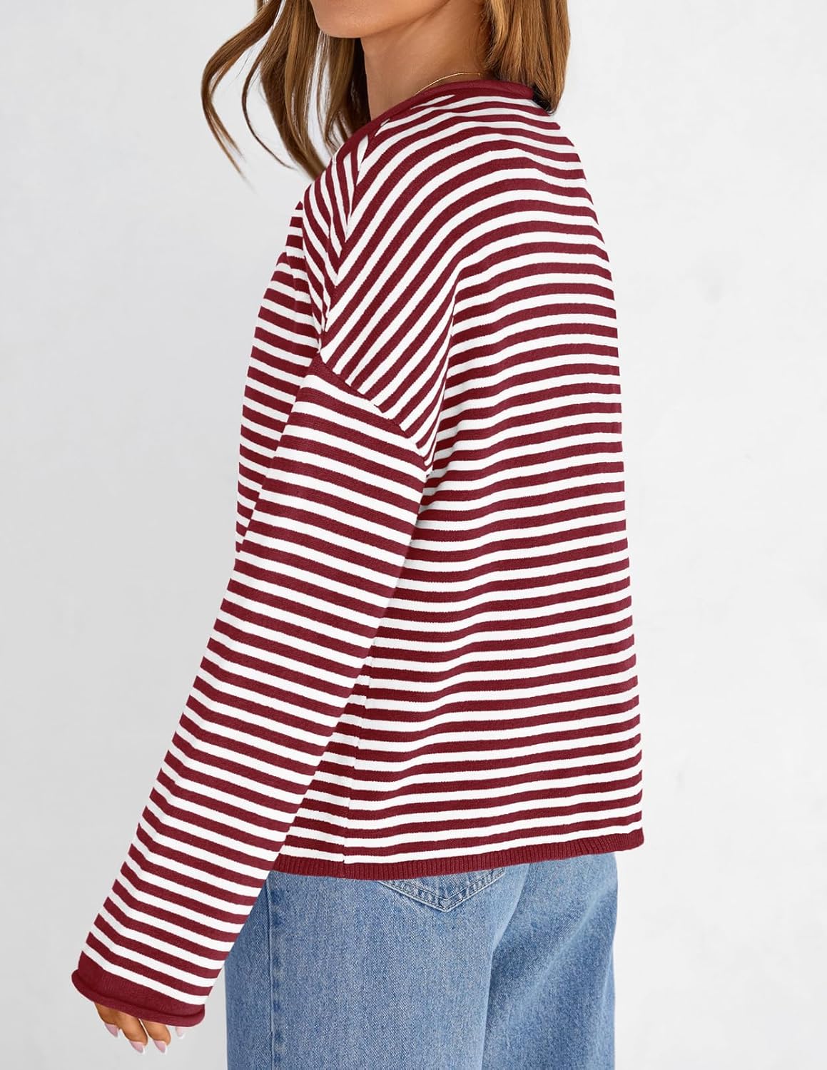 MEROKEETY Womens Striped Cardigan Sweaters 2026 Button Lightweight Long Sleeve Loose Knit Fall Sweater Clothes - Image 3