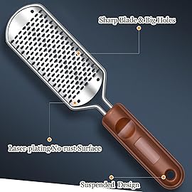 2 Pcs Foot Files Callus Remover, Stainless Steel Professional Pedicure Foot Rasp Scrubber Foot Care Tools to Removes Hard Skin Corns for Dry and Wet Fee