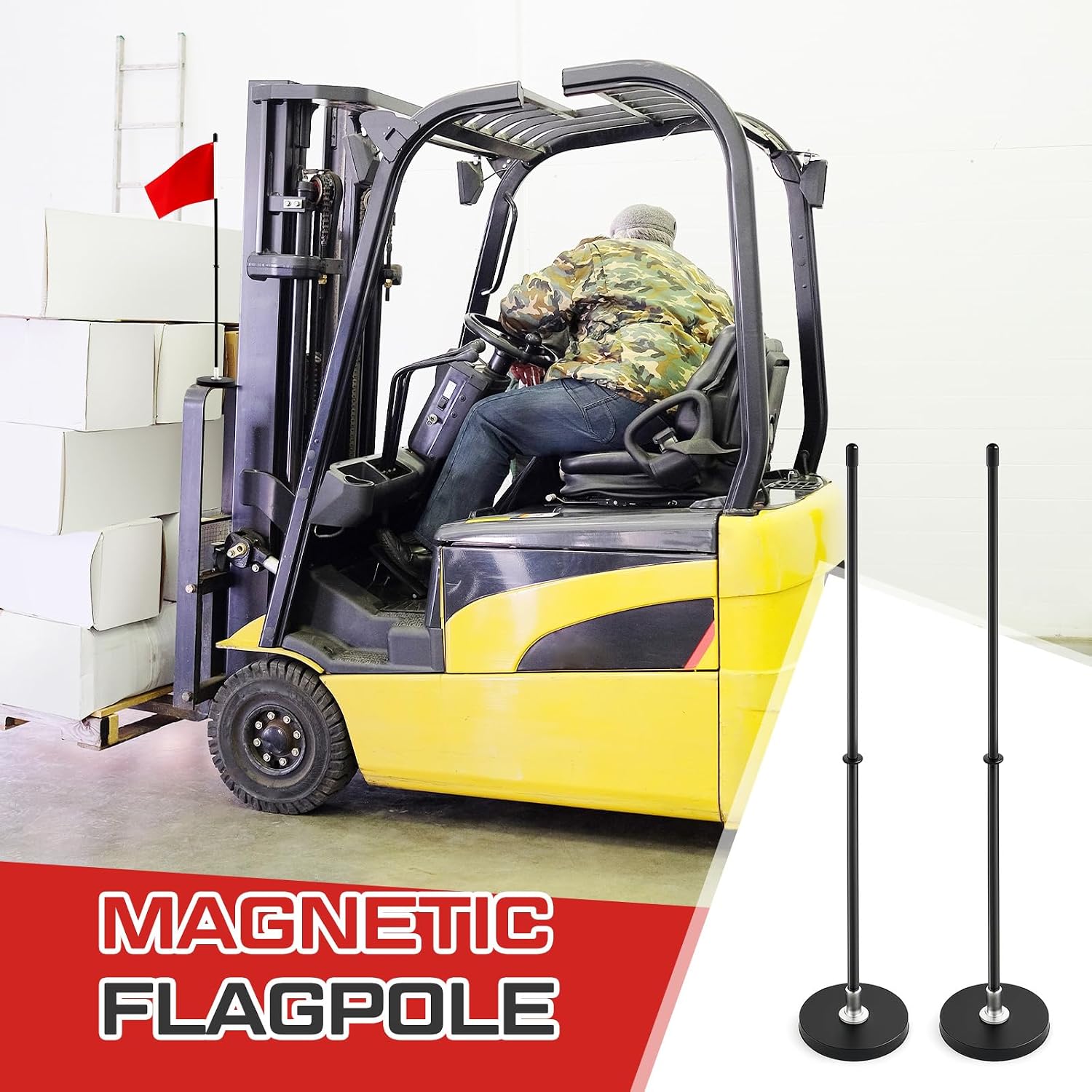 2 Pcs Magnetic Flag Holder for Car 16.14 Inch Flag Poles with Magnetic Base Mount for Trucks Vehicles Flagpole Supplies(Fiberglass Pole)