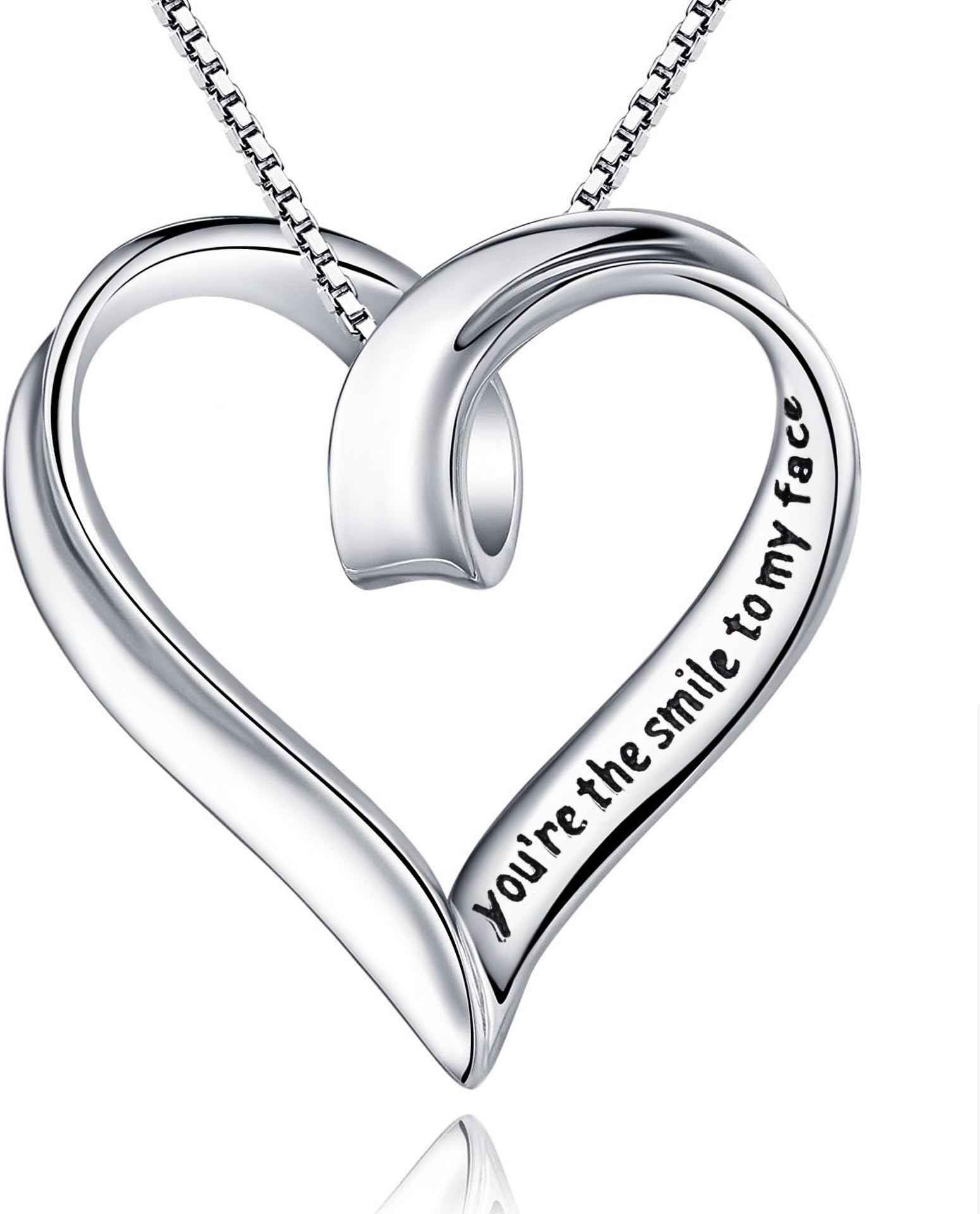 YFN"You're The Smile to My face and The Beat to My Heart Open Heart Pendant Necklace 18"