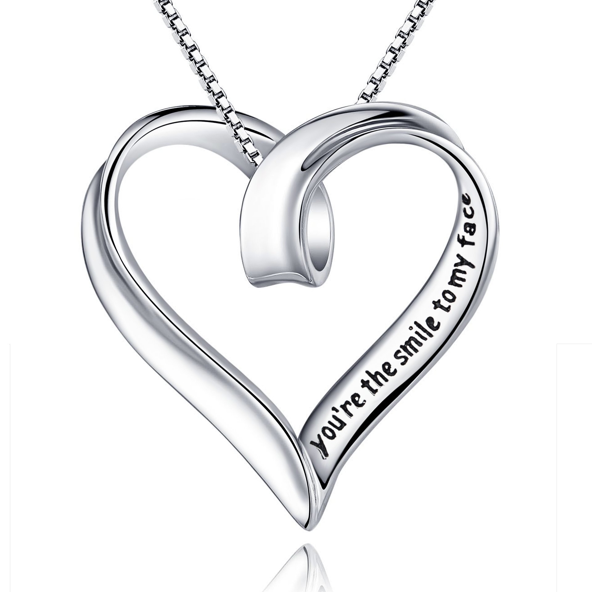 YFN"You're The Smile to My face and The Beat to My Heart Open Heart Pendant Necklace 18"
