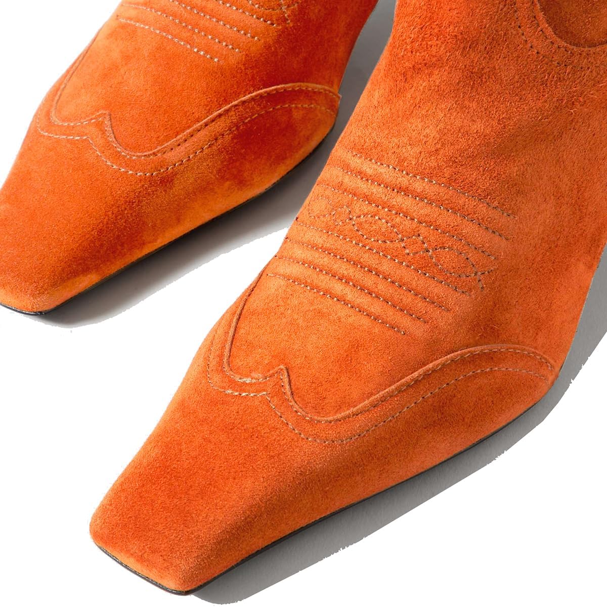 SHODENSE Women Embroidered Cowboy Boots Square Toe Knee High Kitten Heel Boots Suede Wide Calf Western Boots Pull On V Cut 2" Heels Cowgirl Boot Vintage Tall Dress Boots Fall Winter 4-11 M US