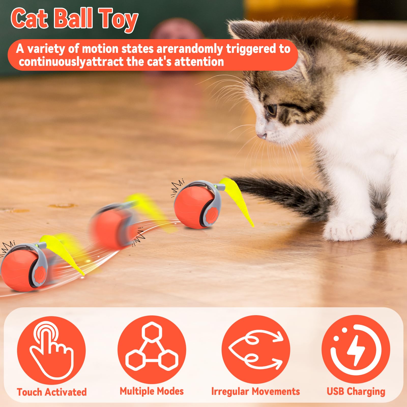 BCYPMYC Speedy Tail 2.0, Smart Interactive Cat Toy With 2 Modes, Stimulate Cats' Hunting Instincts - Image 2