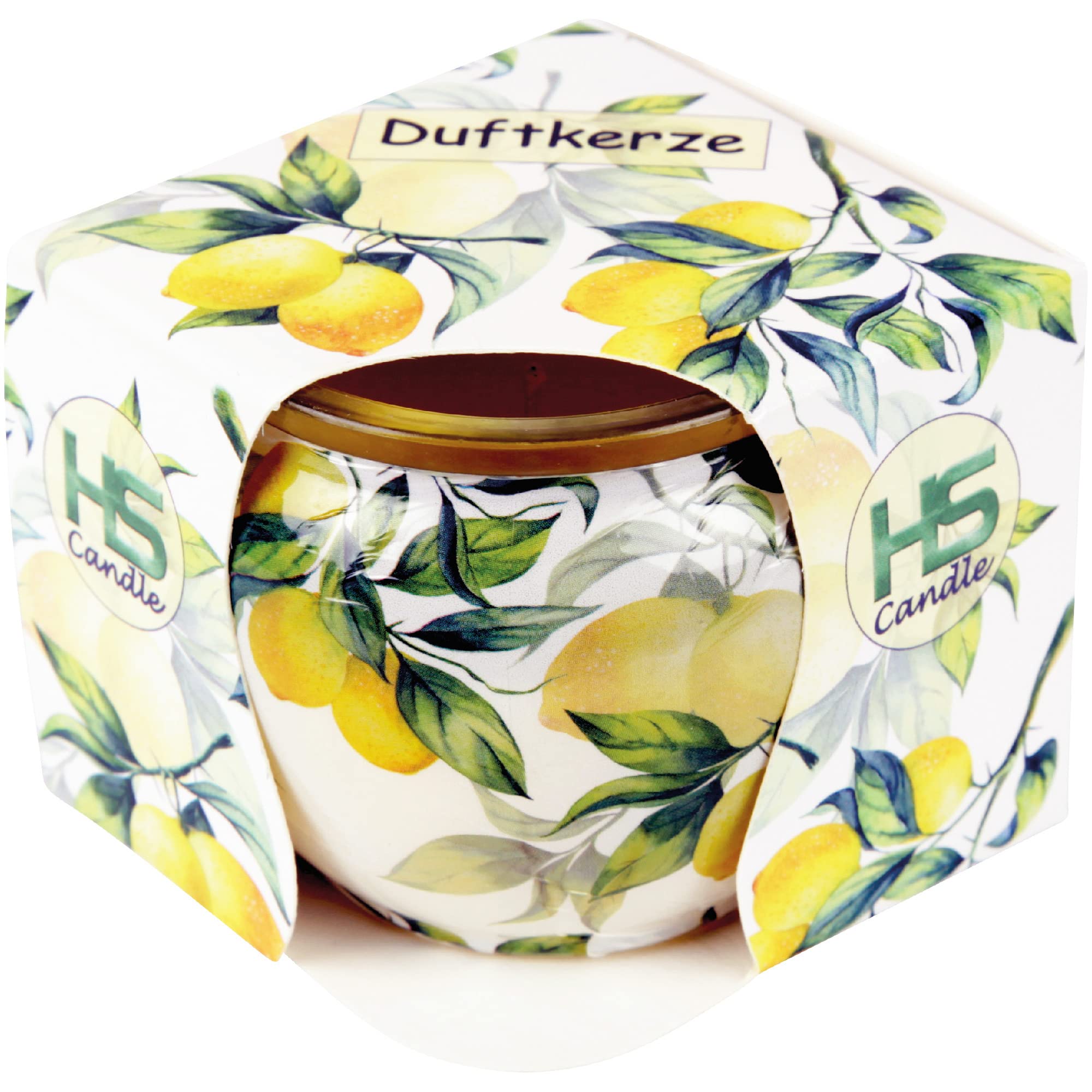 Velas perfumadas con diseño de 6 unidades, en cristal, larga duración de combustión y agradable aroma (limón)