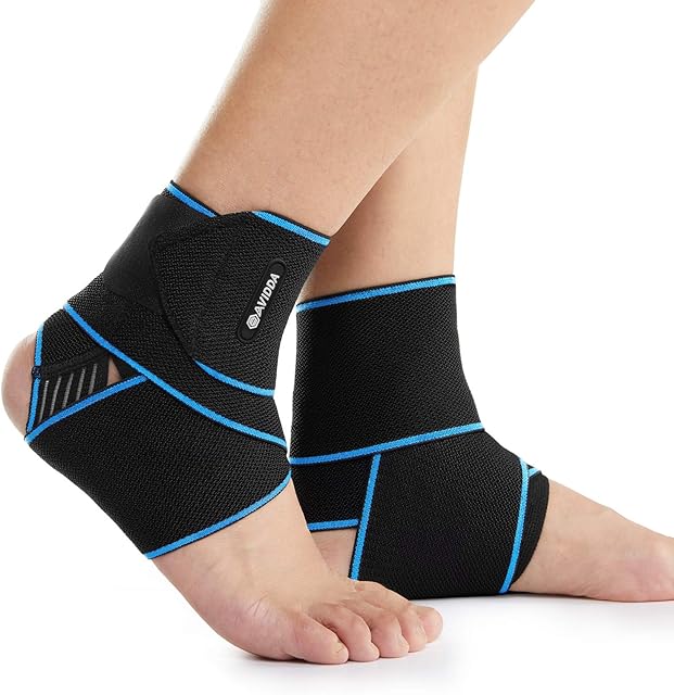 AVIDDA Ankle Supports 2 Pack - Adjustable Ankle Brace Compression Ankle Wrap Strap for Sprained Ankle, Achilles Tendon, Sports, Running