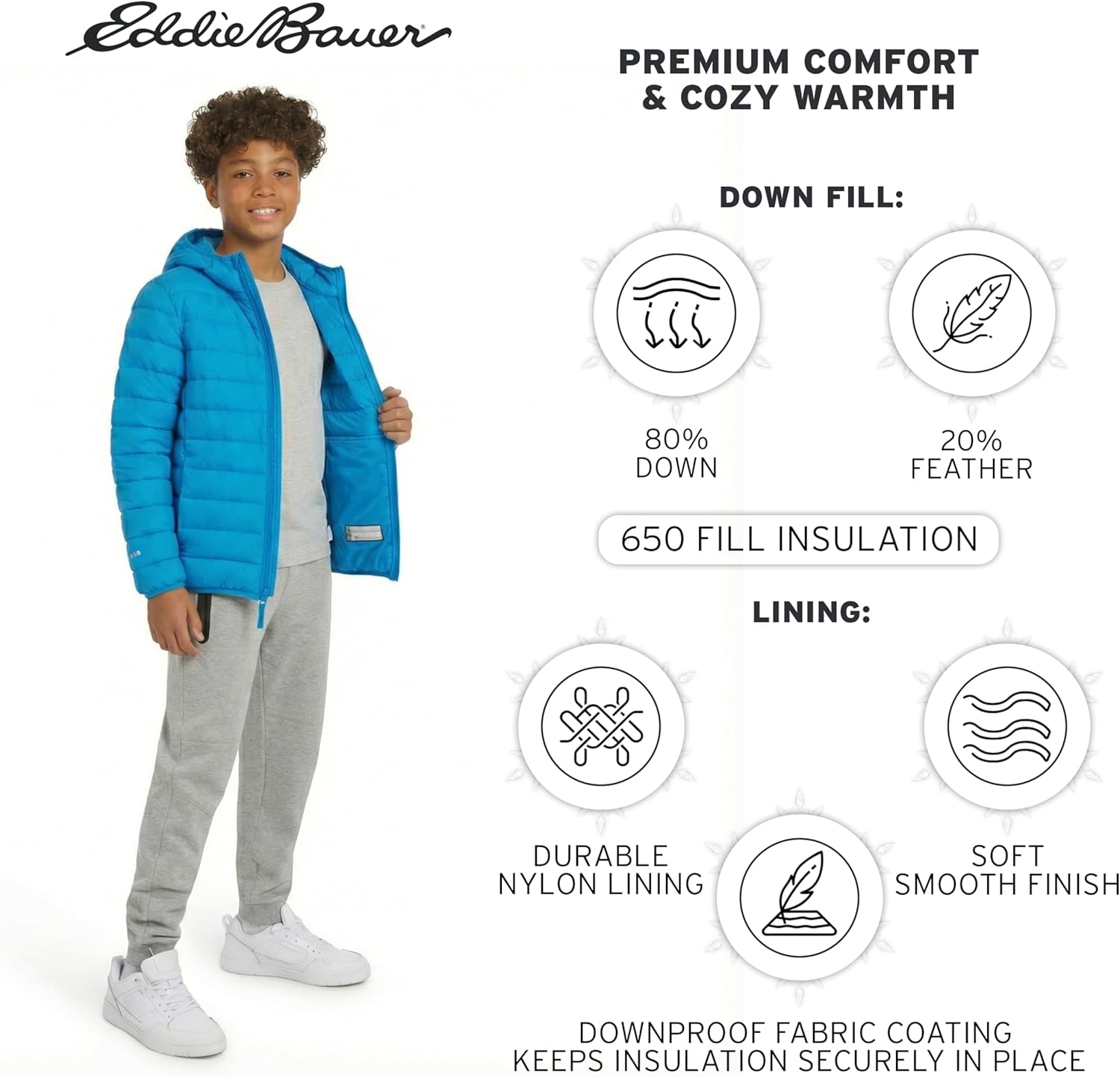 Eddie Bauer Boys' CirrusLite Lightweight Down Puffer Jacket - Image 3