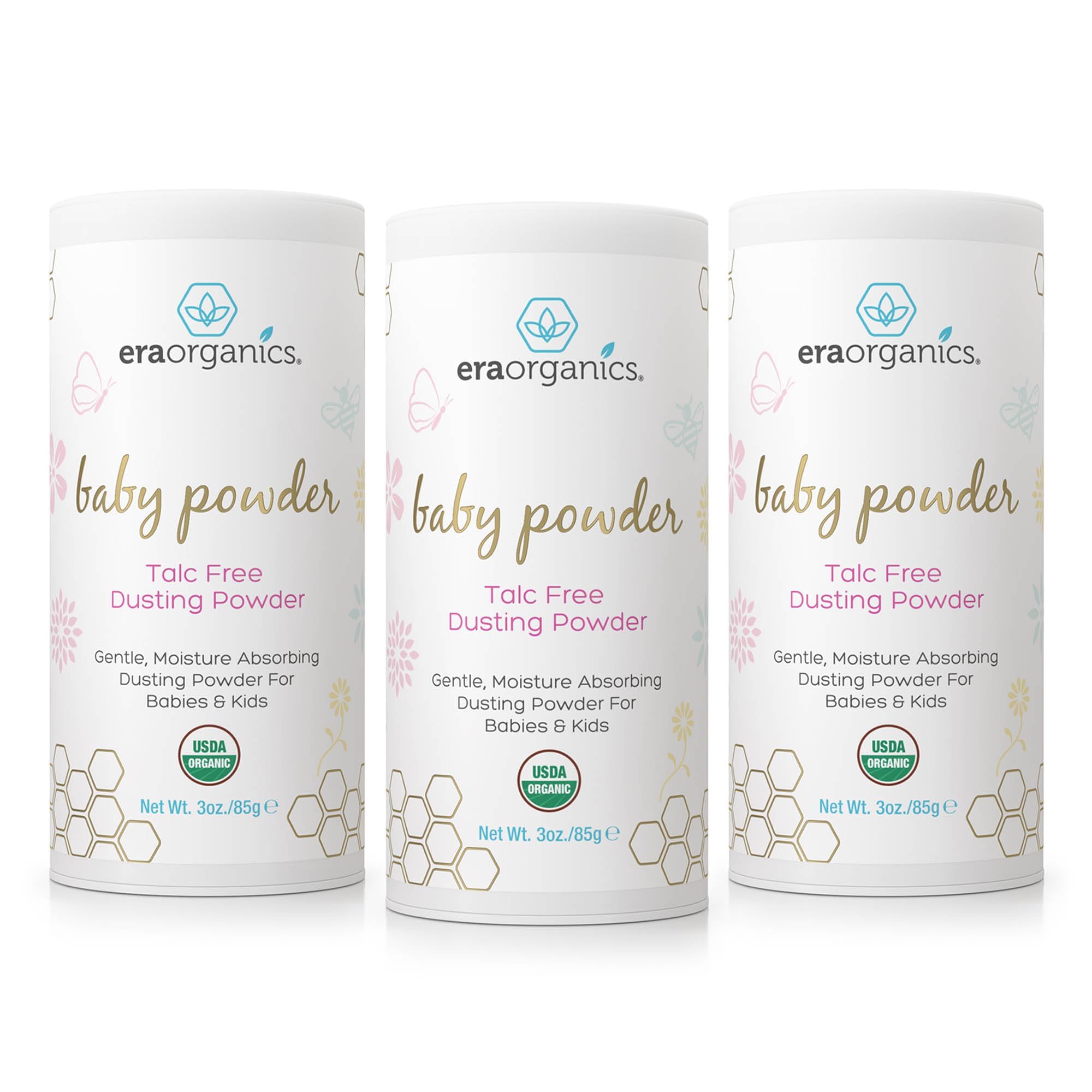 Era Organics Talc-Free Organic Baby Powder - USDA Organic Dusting Powder with Arrowroot, Calendula and Cornstarch for Newborns, Babies or Toddlers -