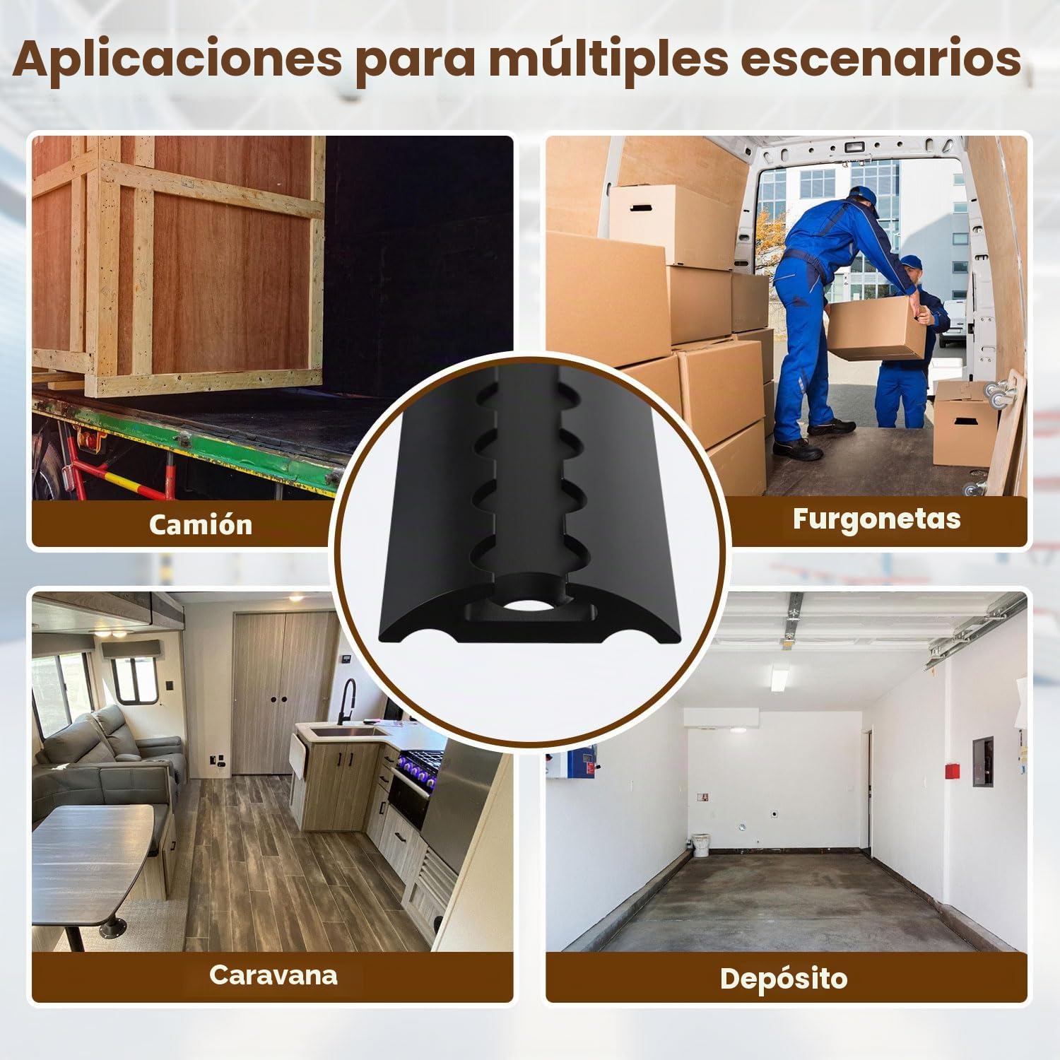 Rieles para aerolíneas 4 x 1 m, riel semicircular con 10 aros de amarre y 8 tapas finales, accesorios de riel de aerolínea negro, para remolques, coches, camiones, caravanas, autocaravanas