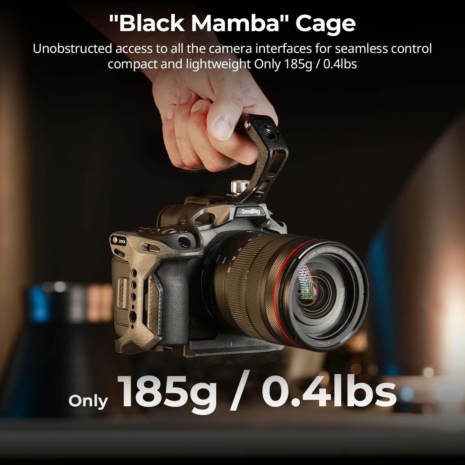 SMALLRIG R5 II Cage per Canon EOS R5 Mark II, "Black Mamba" Gabbia per Fotocamera in Lega di Alluminio, Anti-Torsione, Piastra a Sgancio Rapido Integrata per Arca-Type, Cold Shoe - 4975