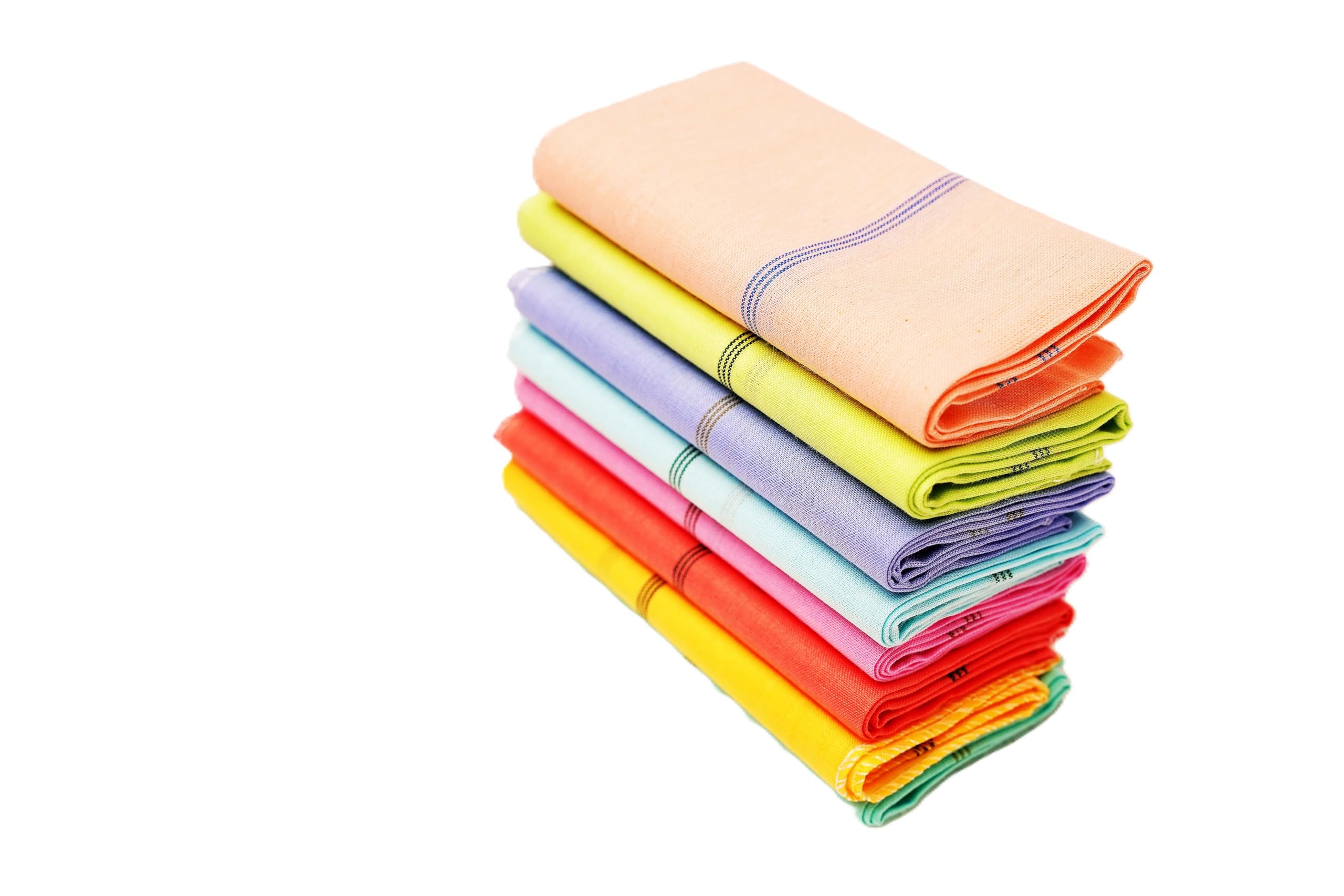 SR Handlooms and Textiles Cotton Premium Collection Handkerchief|Easy Wash & Premium Cotton Fabric|Size 50 x 50 CM, Pack of 10 (Multicolour)