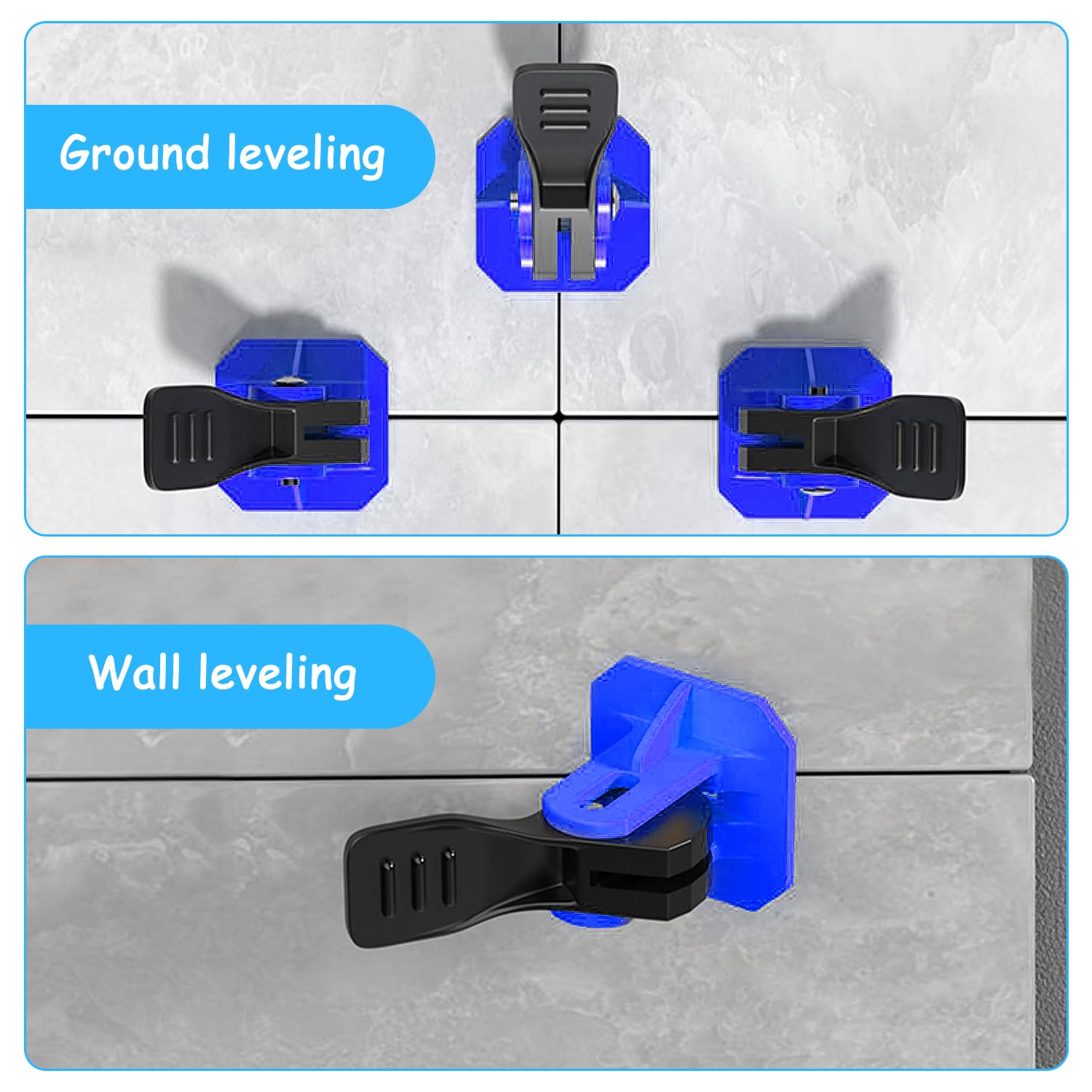 100 Pezzi Riutilizzabili Livellatori per Piastrelle 2mm, Blu Kit Sistema di Livellamento per Piastrelle, 100 Livellamento Regolatore per Pavimenti Dell'edificio