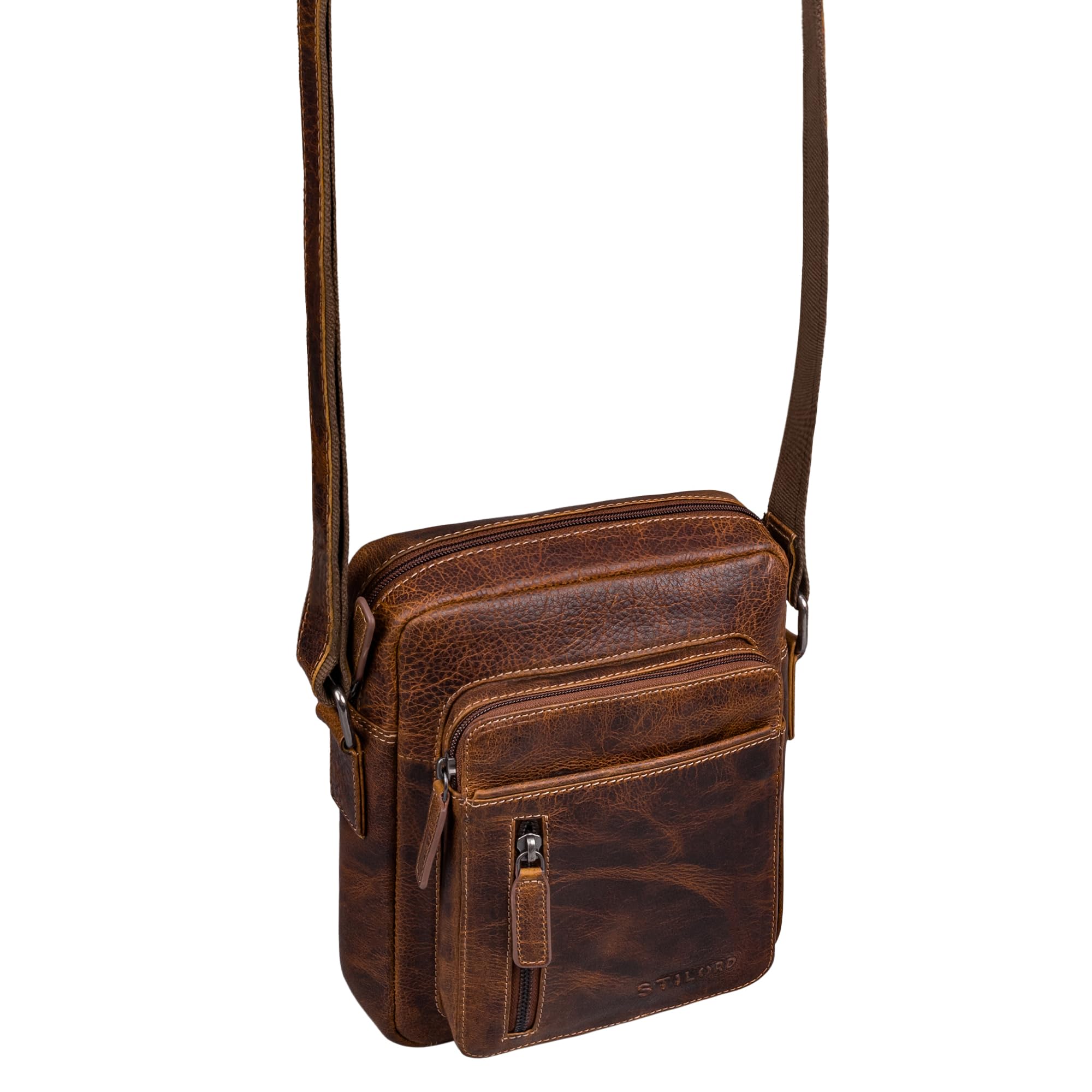 STILORD 'Dain' Borsa a Tracolla Uomo in Pelle Vera, Crossbody Vintage, Custodia Tablet, Shoulder Bag Cuoio