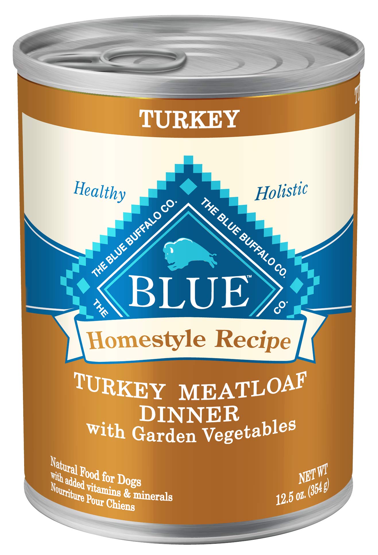 Blue Buffalo Homestyle Recipe Adult Wet Dog Food, Made with Natural Ingredients, Turkey Dinner with Garden Vegetables, 12.5-oz Can (Pack of 12)
