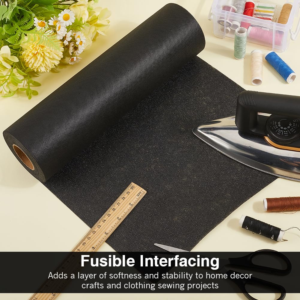 CRASPIRE Entretela Termoadhesiva de Poliéster de Peso Pesado de Una Sola Cara de 30 Yarda X 11.8 Pulgadas Pulgadas Color Negro para Manualidades Costura Acolchado Y Manualidades.