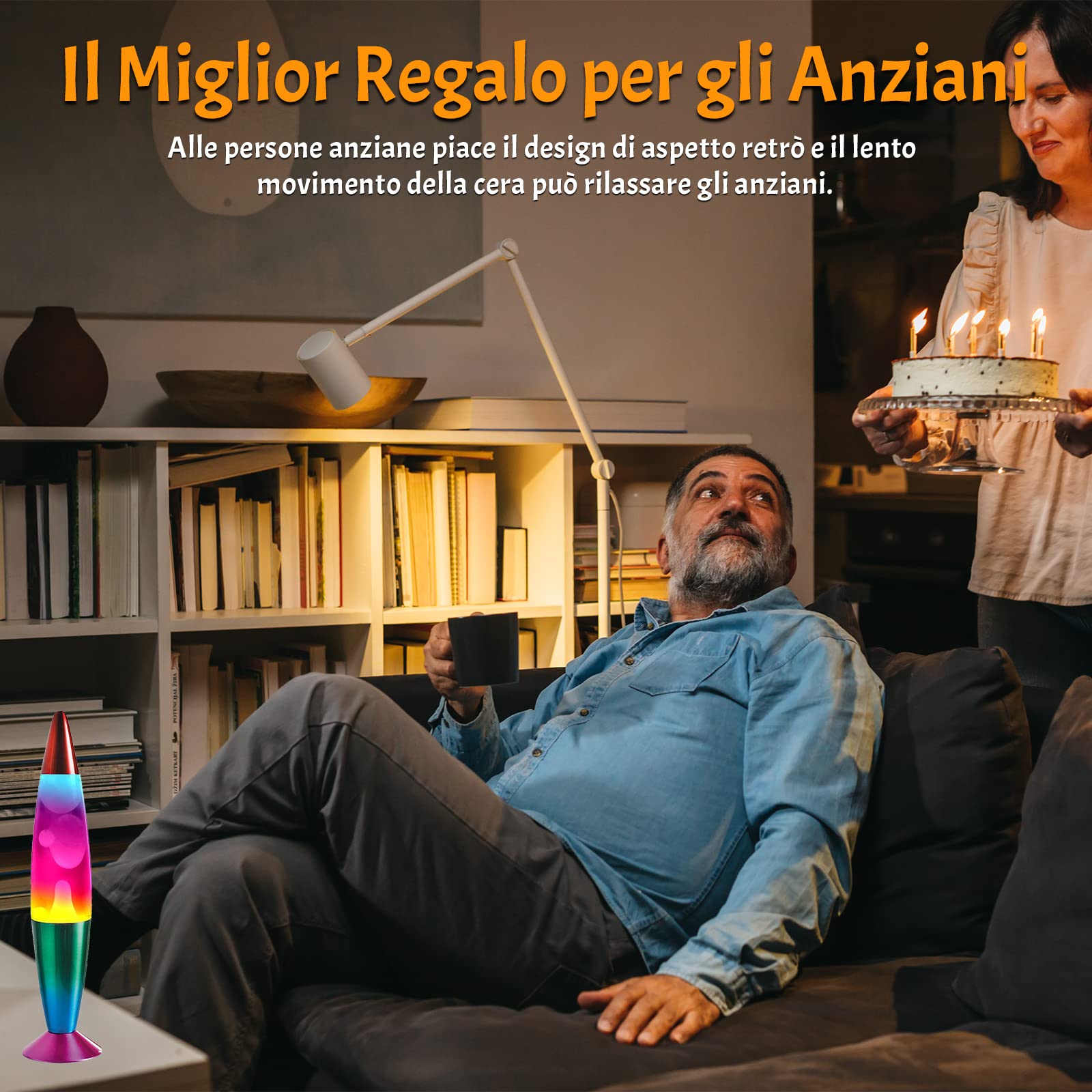 DoRight Lampada Lava Classica Colore Retrò Lampada Lava Lampada in Alluminio Lenitivo Movimento Lava Lampada per Rilassamento Tranquillo 13,38 Pollici con 2 Confezioni R39 25W E14 Lampadina