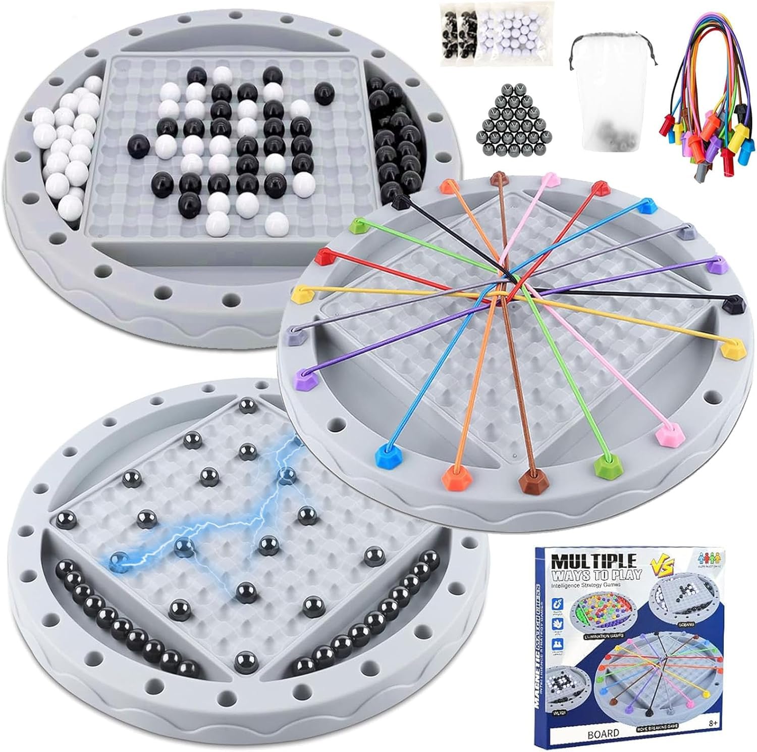 3 in 1 Board Games, Magnetic Chess Rope Untangling Puzzle Game, Multi-Level Challenges for Kids and Adults