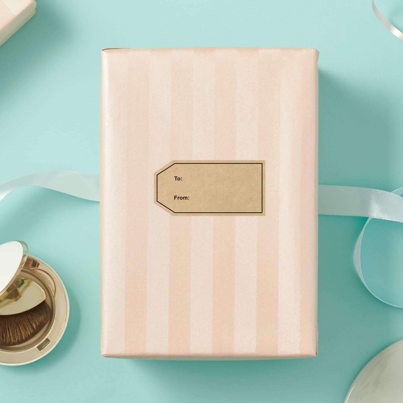 Etiquetas de regalo de 2.25 x 1.15 pulgadas, 304 etiquetas adhesivas de papel kraft natural para Navidad, vacaciones, día de San Valentín, bodas, regalos, tarjetas de envoltura de regalos,