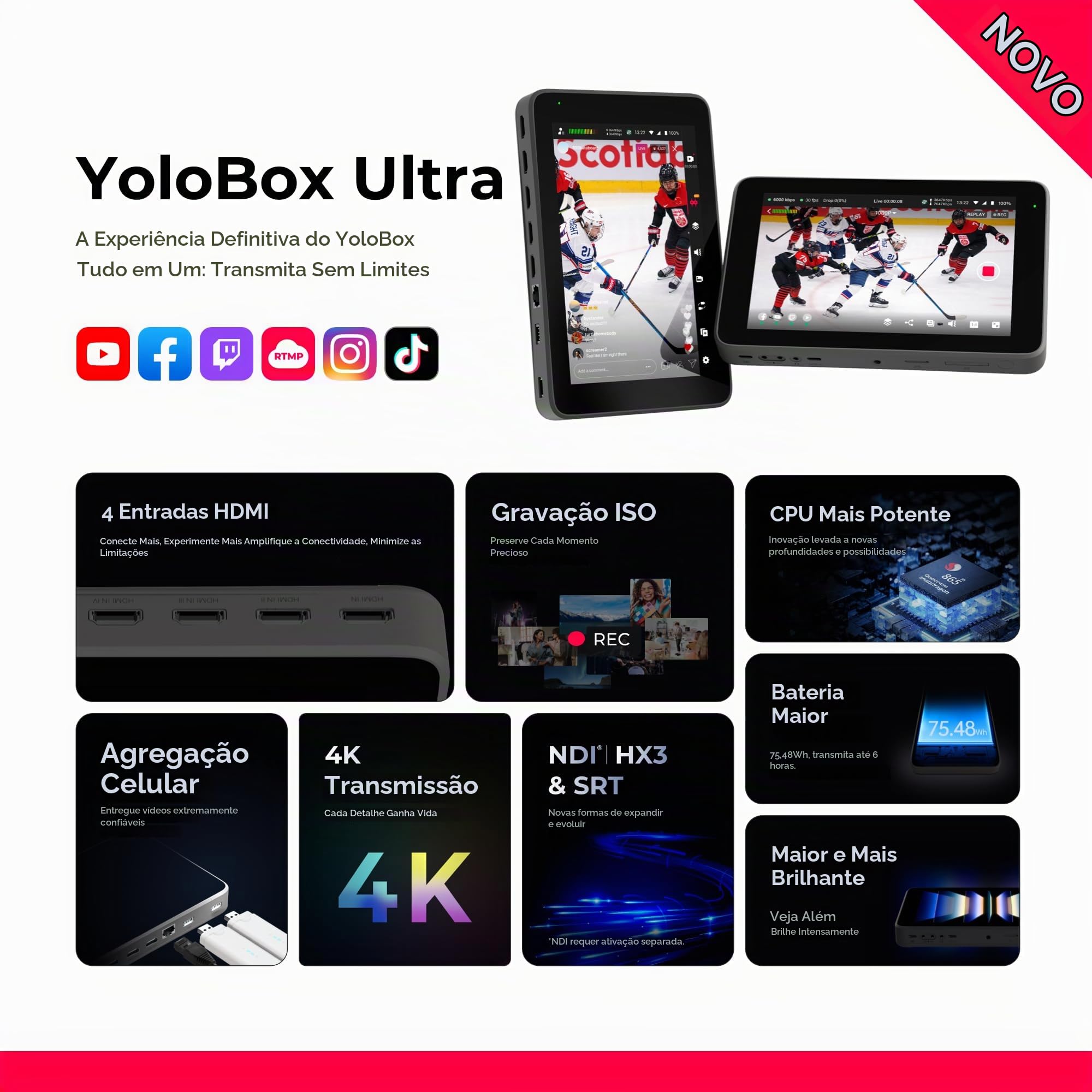 YoloLiv YoloBox Ultra, Equipamento NDI de Streaming Horizontal