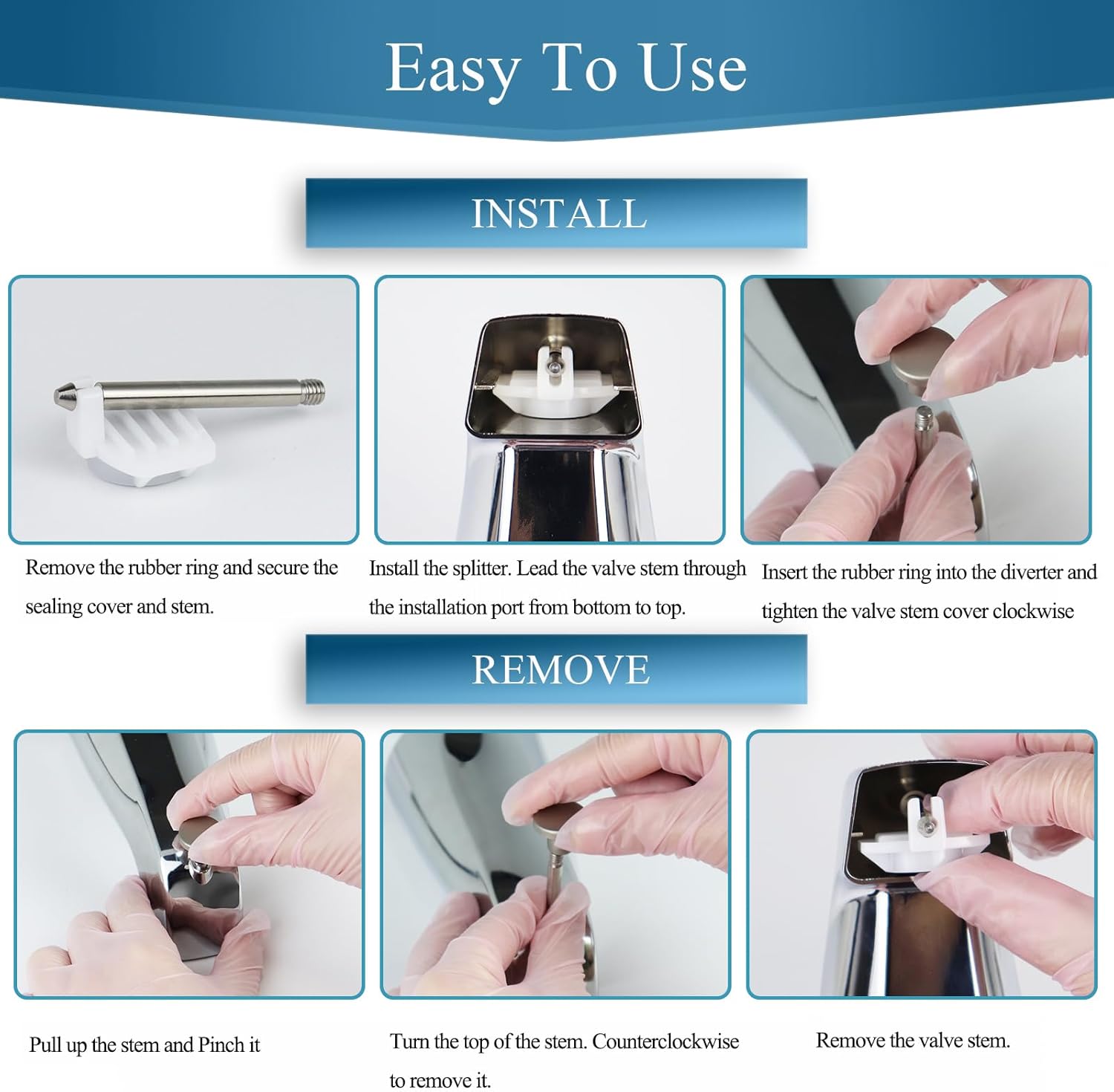 2 Set Tub Spout Diverter Repair Kit, Bathroom Shower Bathtub Leaky Faucet Repair Replacement Parts, Includes 2 Diverter Valve Stems, 2 Gates Seals and 2 Cup (Brushed Nickel)