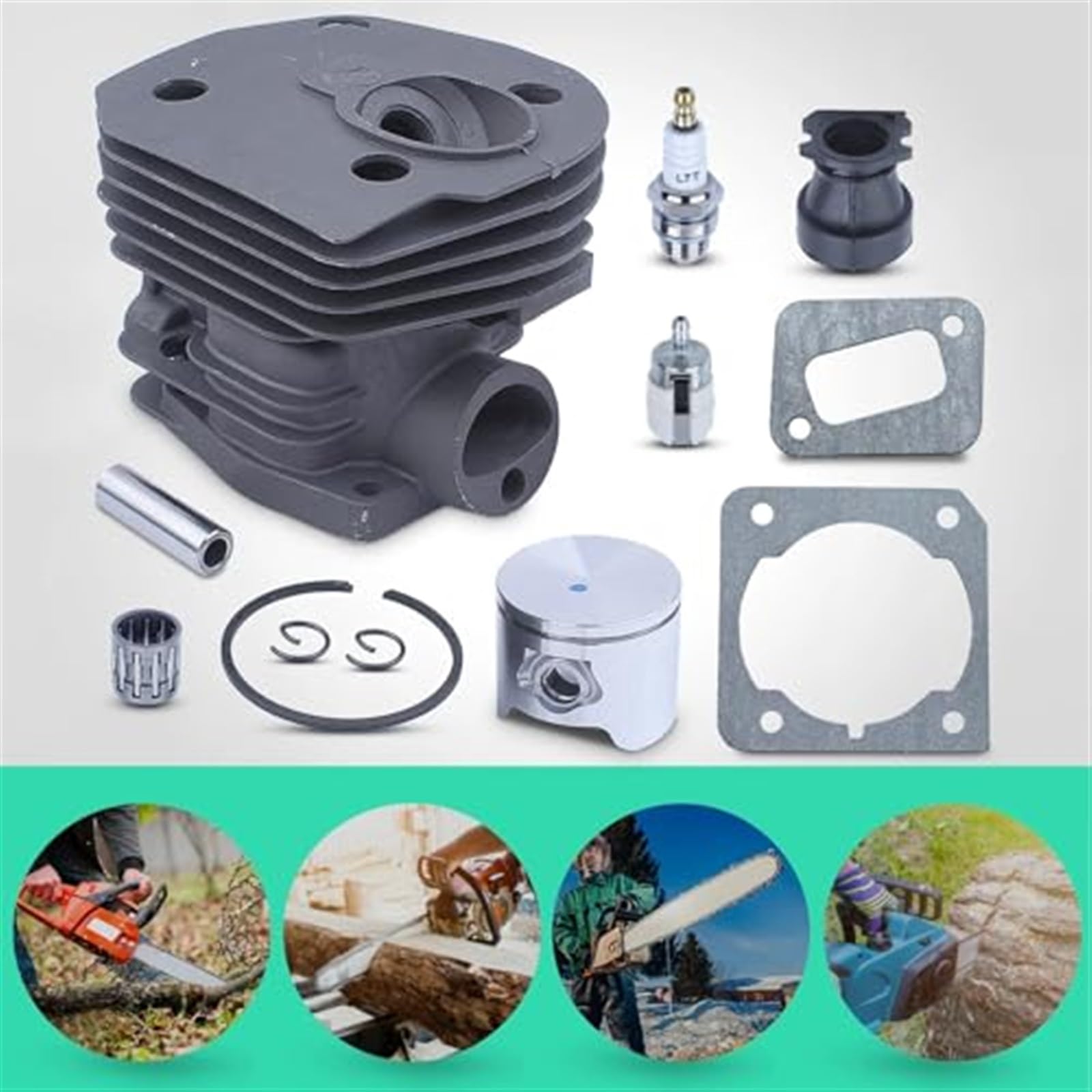 44MM zestaw uszczelek tłoka cylindra piły łańcuchowej, do Husqvarna, 351 353 346XP łożysko igiełkowe wlotowe zestaw do regeneracji silnika