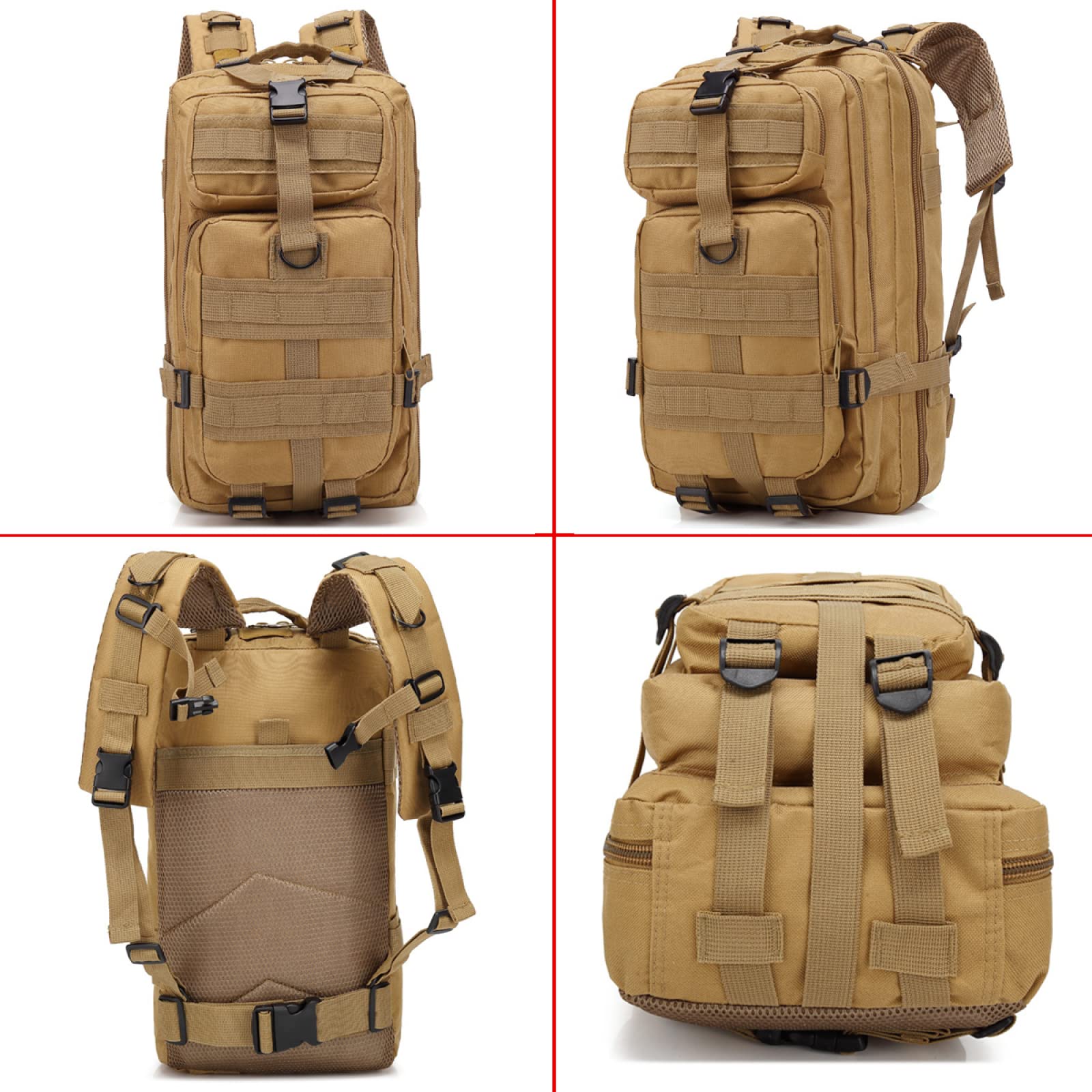 REEBOW GEAR Montañismo Mochila Multifuncional al Aire Libre Mochila táctica de 3 días Mochila táctica Militar Paquete de Asalto para Senderismo Camping Trekking Caza (30L, Khaki)