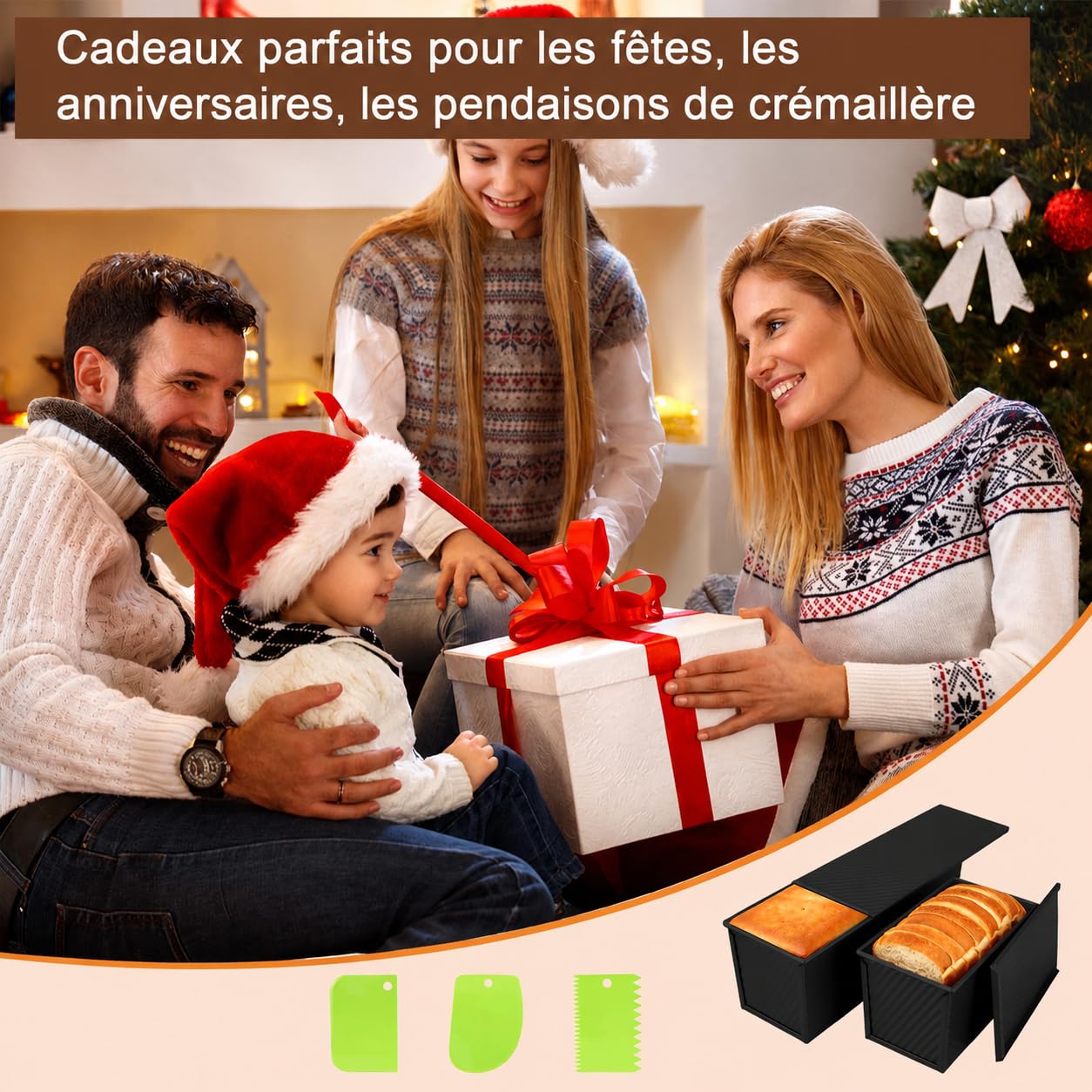 Lot de 2 Moules à Pain de Mie avec Couvercle, 450 g et 1000 g