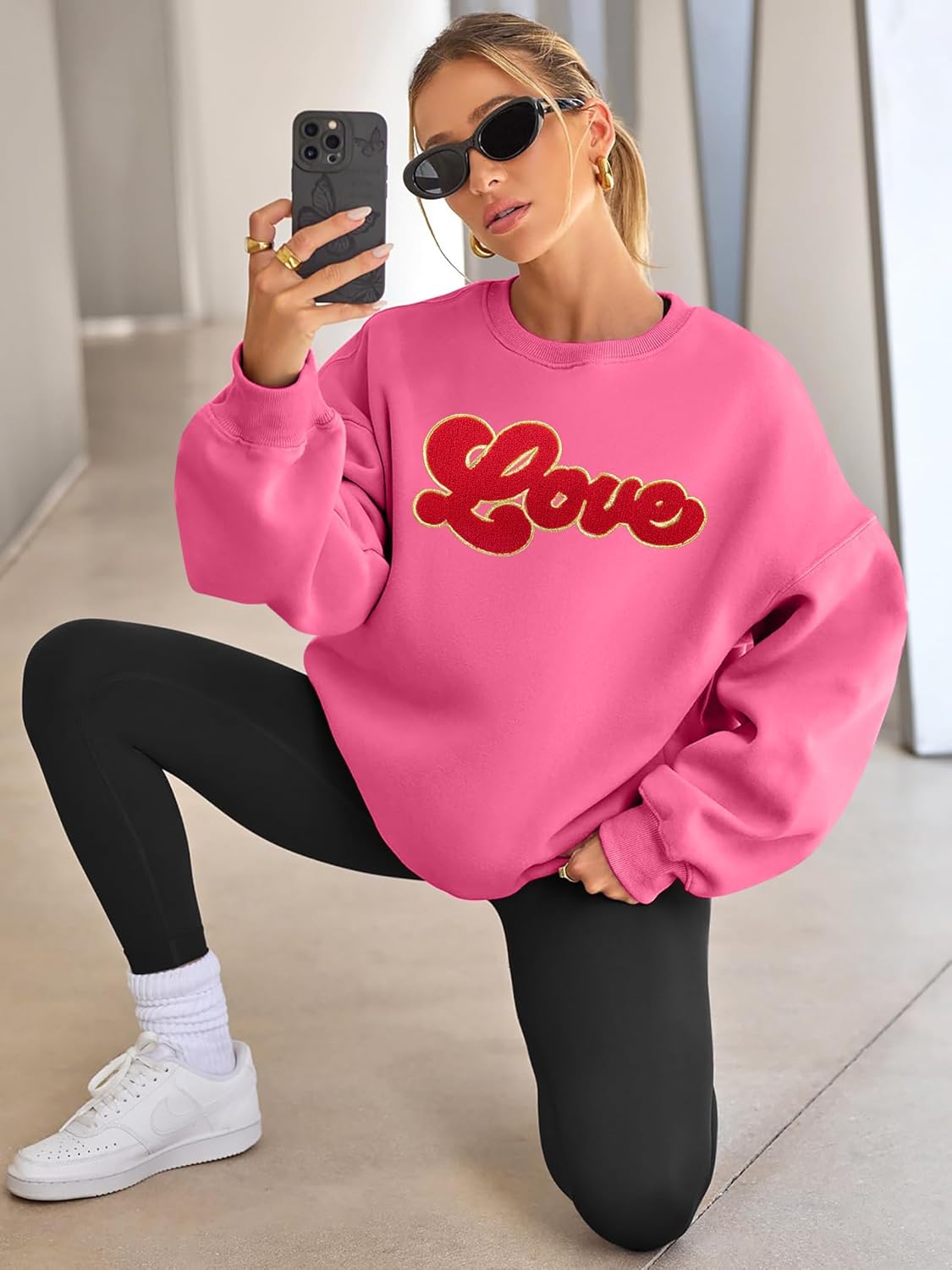 hohololo Valentines Day Sweatshirt Women Valentine Shirts Love Heart Long Sleeve Tops Oversized Crewneck Pullover - Image 4
