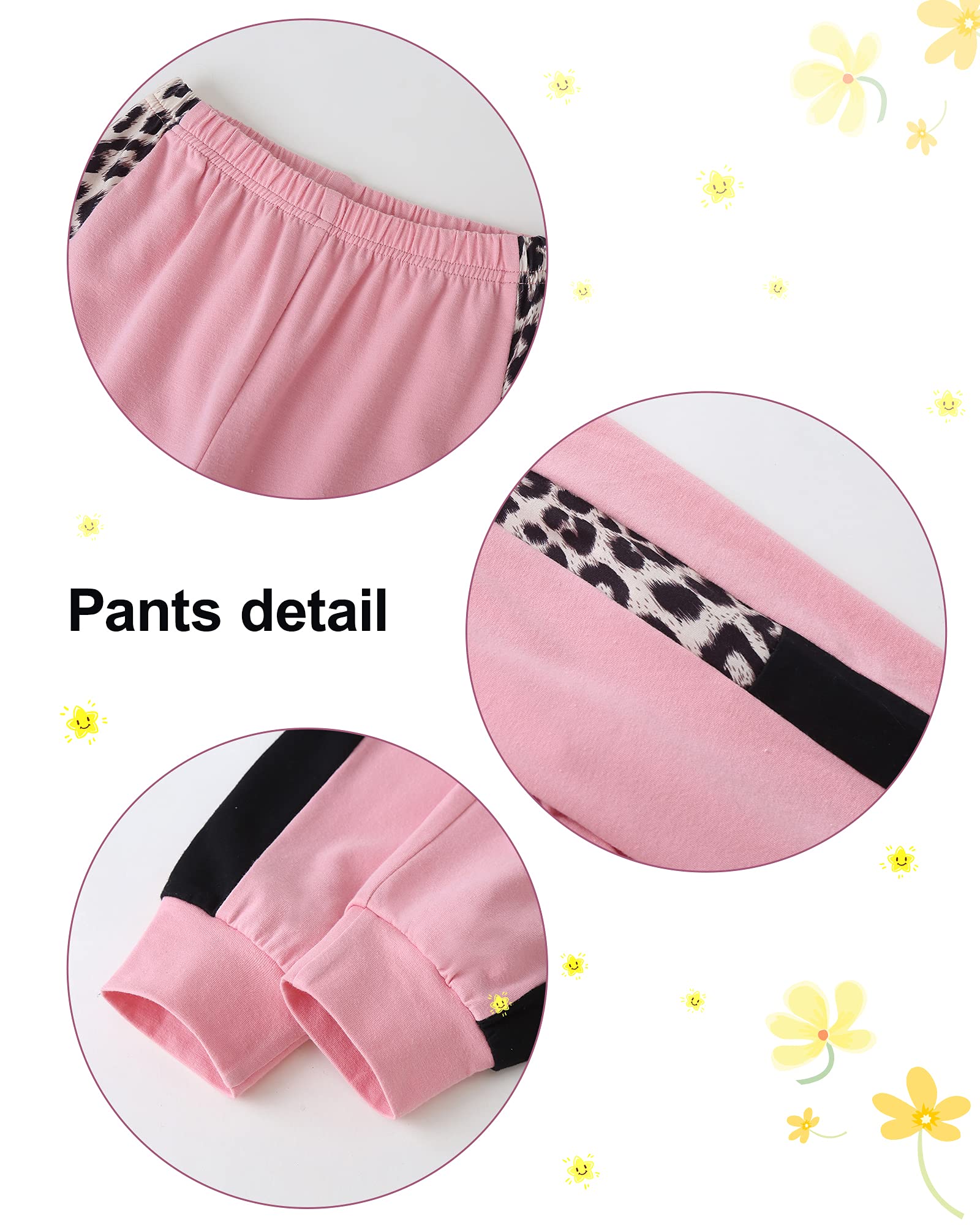 WESIDOM Conjunto de ropa para bebé, 2 piezas, ropa de otoño de manga larga, conjuntos de suéter para niña pequeña, Rosa y leopardo, 2-3T