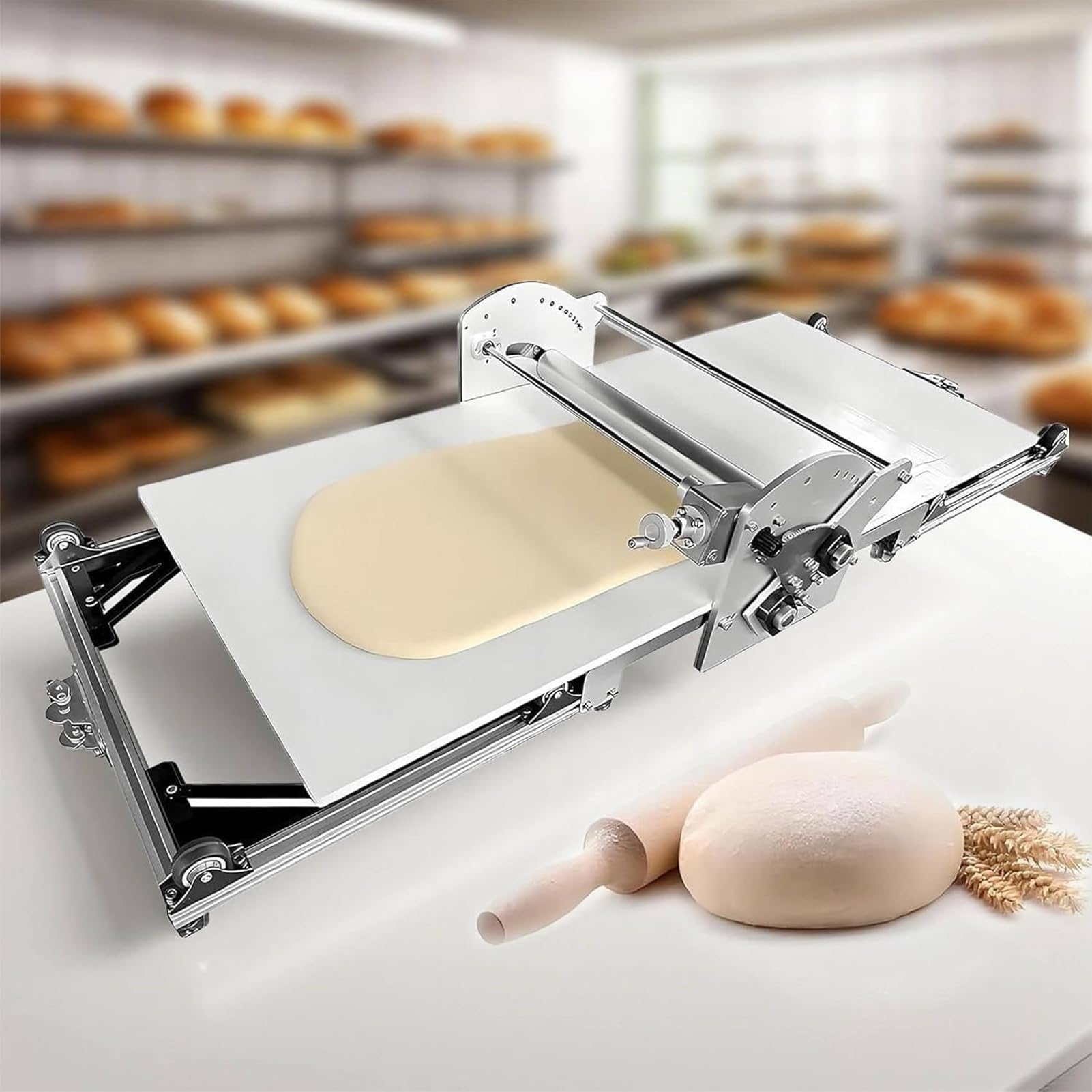 Faltbare Teigausrollmaschine – Elektrische Teigausrollmaschine mit Einstellbarer Teigstärke 2-30mm, Croissant-Teiglaminator, Ausrollbrett für Croissants, Plätzchenteig und Pasta di Zucchero