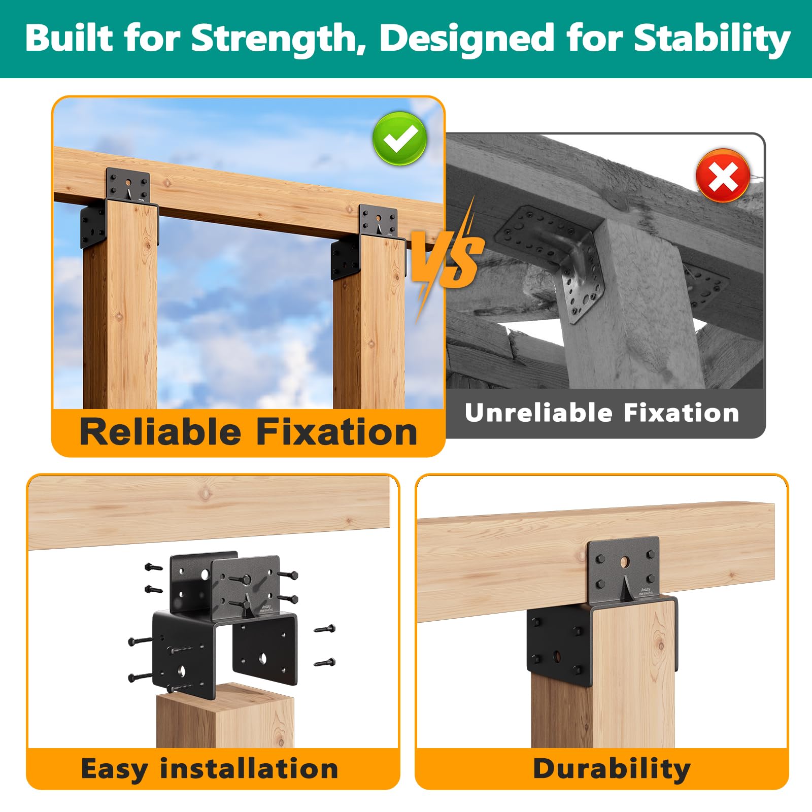Snapklik.com : Antsky 6x6 Post Anchor Connector
