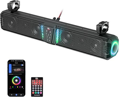 KEMIMOTO Barra de sonido UTV Midnight 80 2025 de 32 pulgadas, barra de sonido para carrito de golf resistente al agua IP65, altavoz ATV Bluetooth