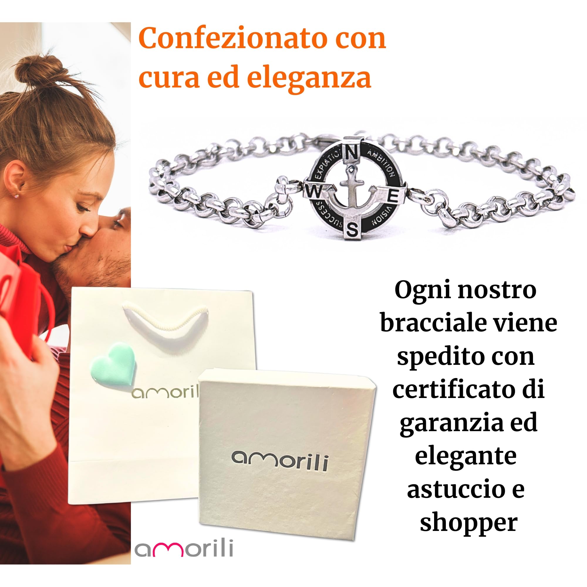 Bracciale Uomo Ancora e Bussola in Acciaio Inossidabile – Braccialetto Nautico Regolabile Elegante – Idea Regalo BCC3122