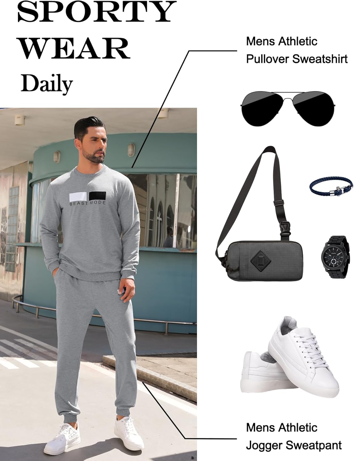 Babioboa Men's 2 Piece Outfits Long Sleeve Pullover Sweatshirt Tracksuit Jogger Sweatpants Sweatsuit Set - Image 5