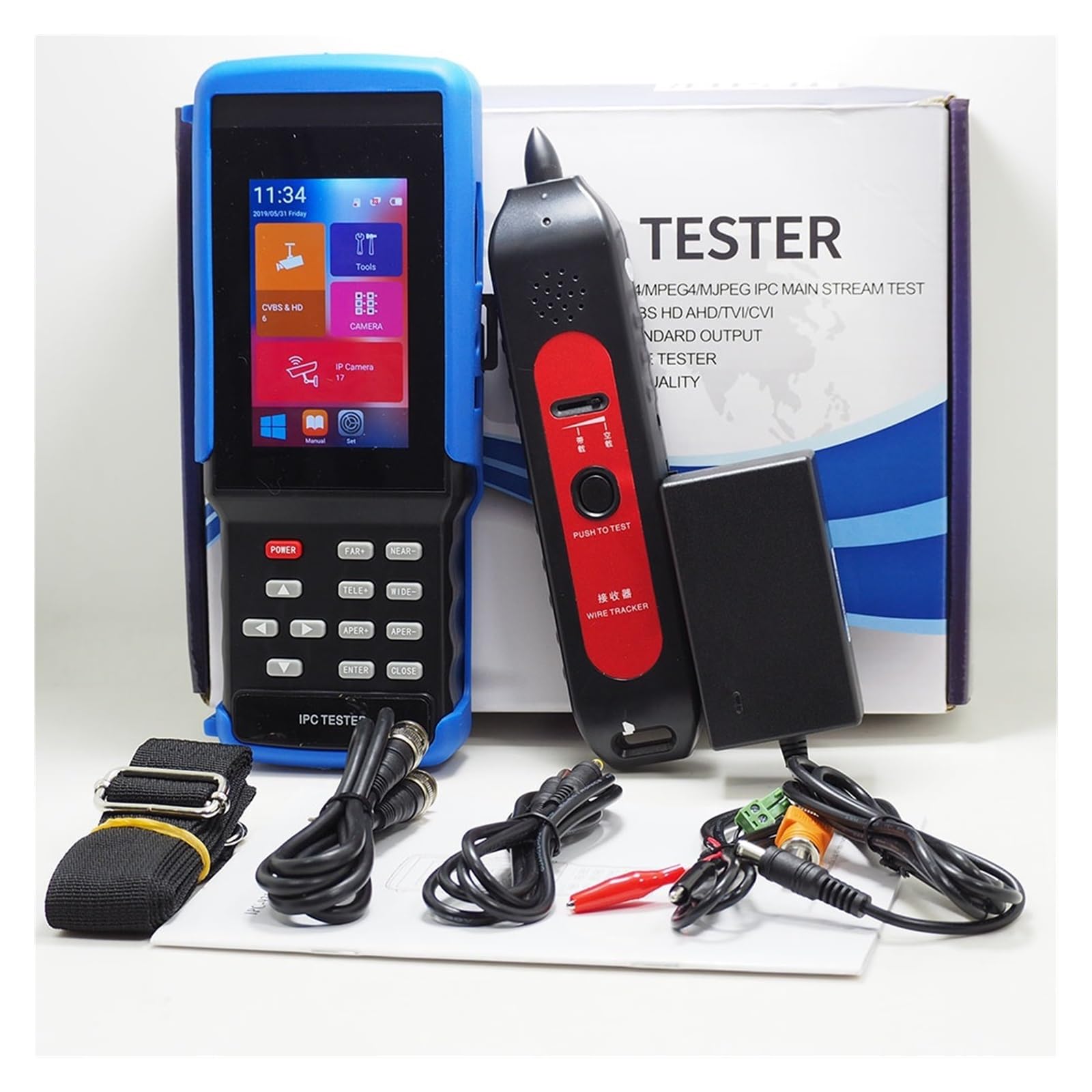 CCTV Tester Monitor, IPC9310 Tester for telecamera IP da 4 pollici Monitor Buit In Support 8MP CVI TVI 5MP AHD CVBS CCTV Strumento di test for cavi UTP portatile(Tester only)