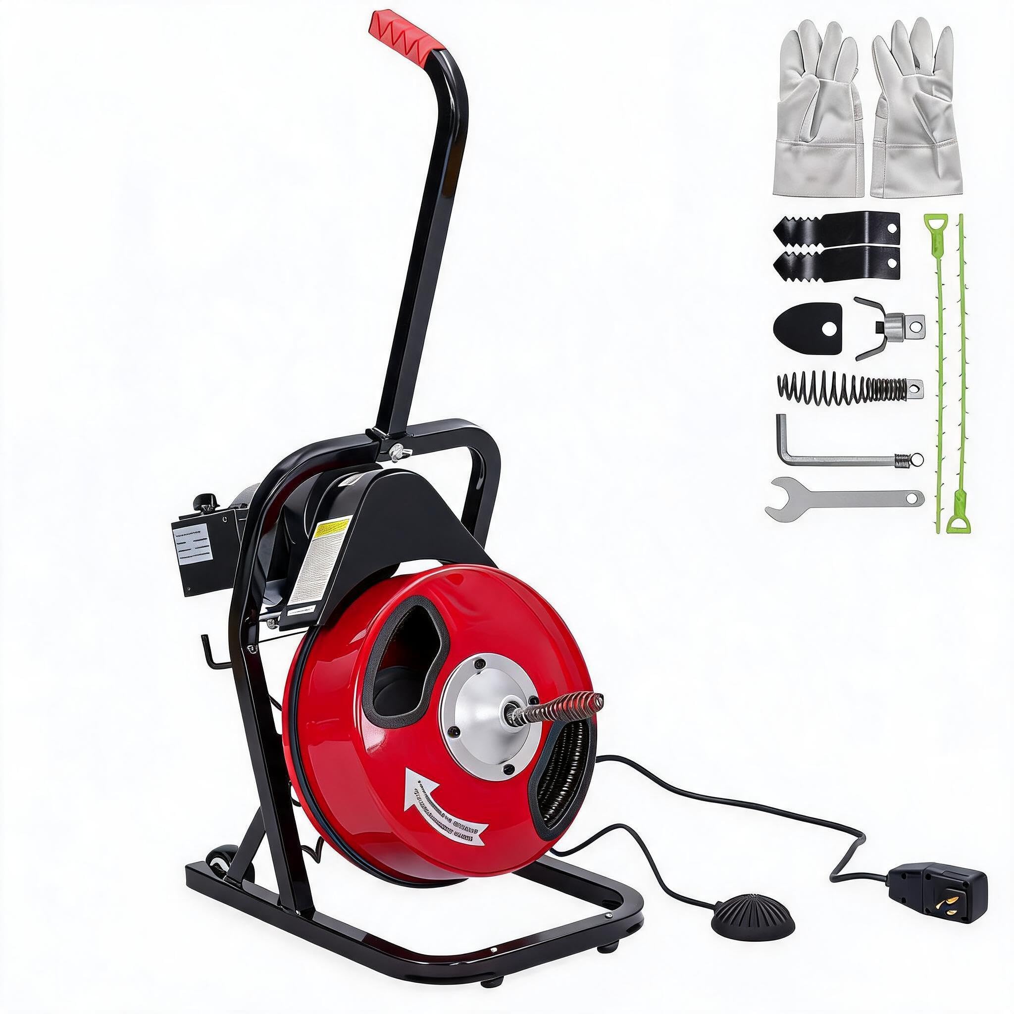 Drain Cleaning Machine 50ft 1/2in Stainless Steel Cable Sewer Auger K-300F