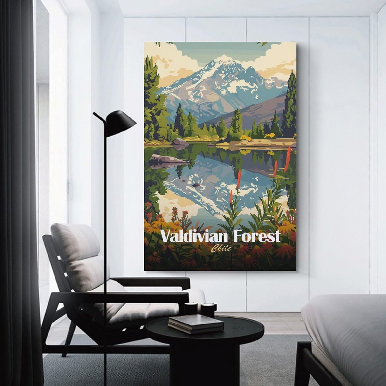 Junmoney Unframe-Style-2 Home Decor Wall Art Valdivian Forest Chile Landscape Illustration, 12X18inch(30X45cm), For Flats, Guest Rooms Or Compact Rooms, Wall Decor With Flexible Room Appeal