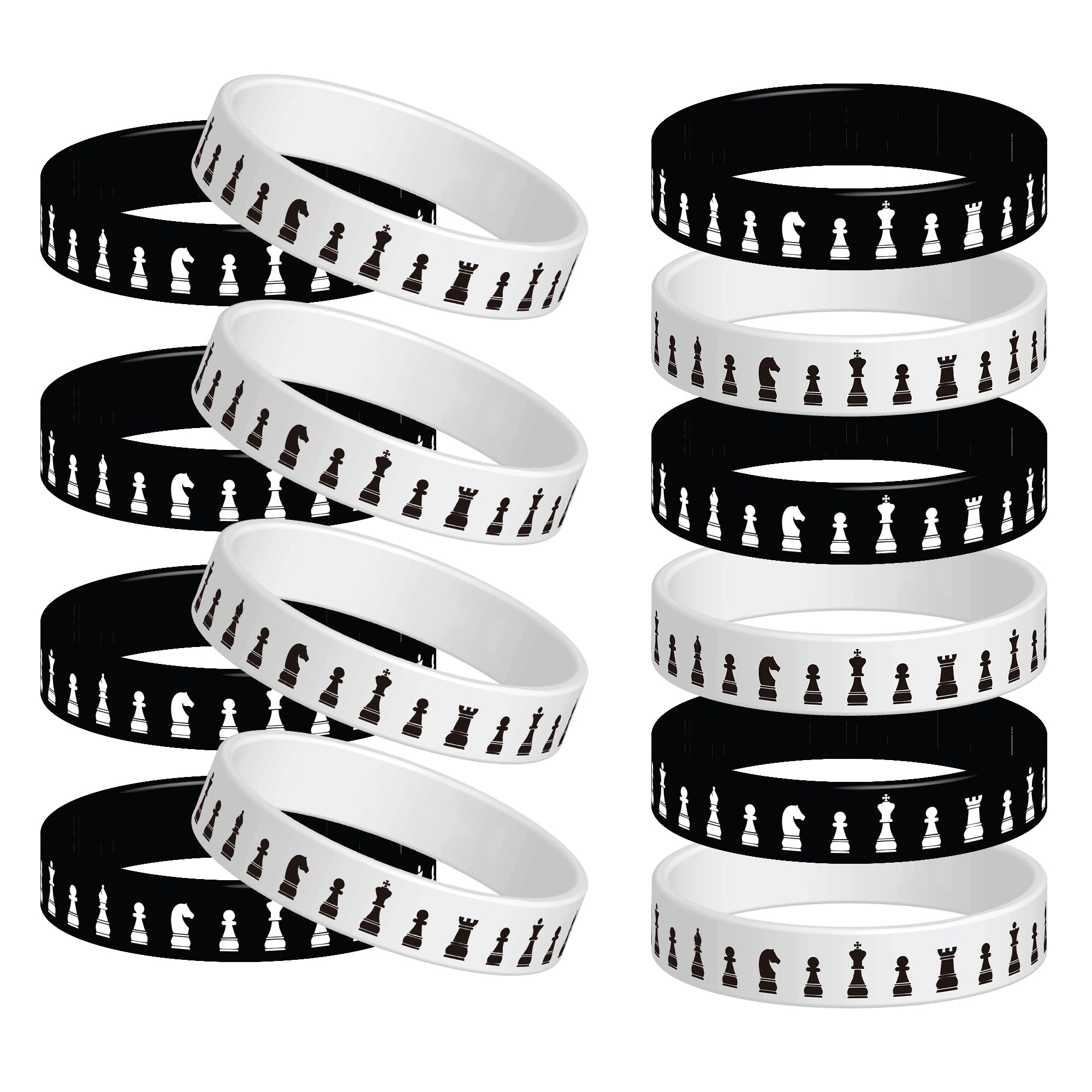 24 Pcs Chess Theme Rubber Silicone Wristbands Chess Competition Decorations Birthday Party Favors Supplies Decorations