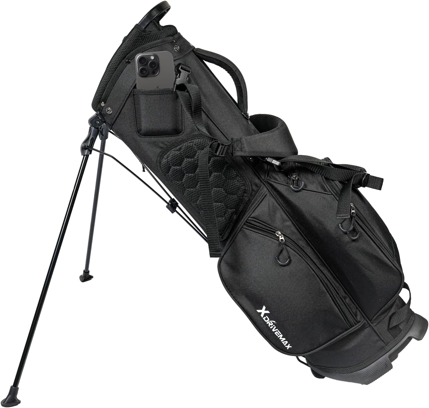 XDriveMax Golf Stand Bag, Lightweight 8-Way & 5-Way Top Dividers Golf Bag with Stand, Includes Insulated Cooler Pocket, Dual Strap & Rain Cover