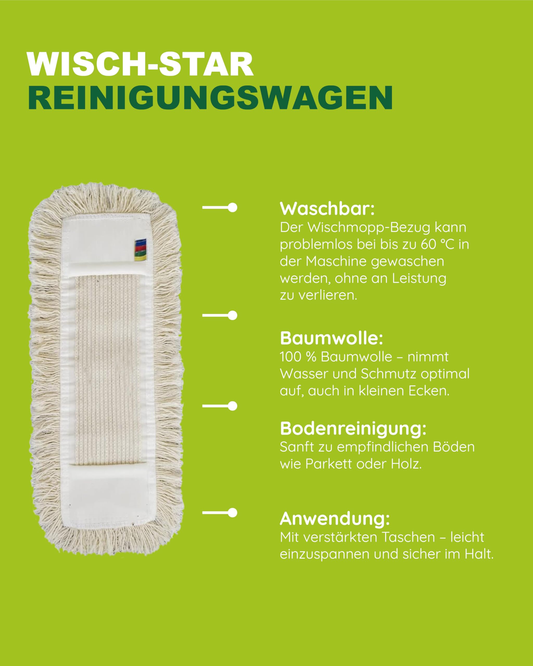Wisch Star Wischmopp Bezug 50 cm aus Baumwolle in Weiß